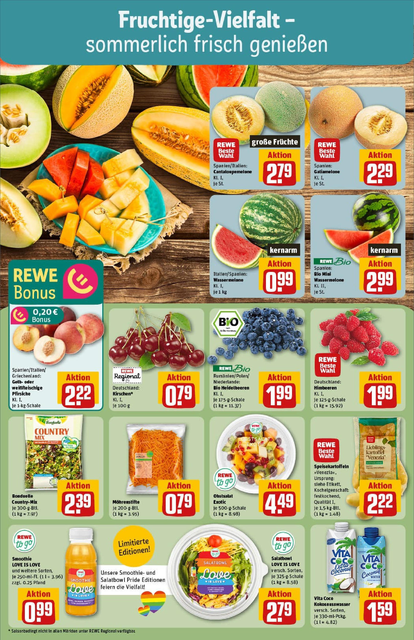 REWE Prospekt ab 29.06.2025 zum Blättern » Angebote | Seite: 8 | Produkte: Himbeeren, Heidelbeeren, Wassermelone