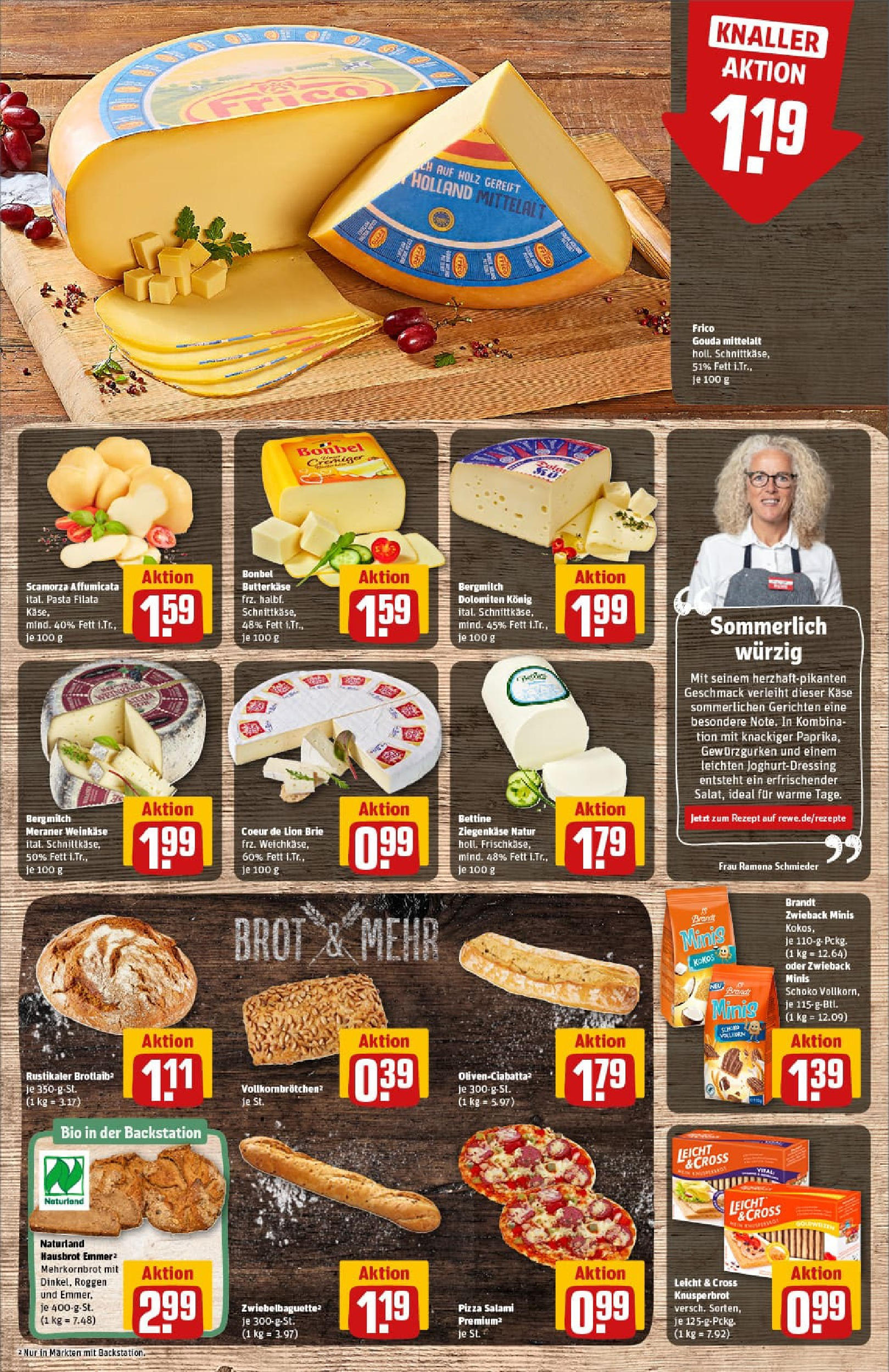 REWE Prospekt ab 29.06.2025 zum Blättern » Angebote | Seite: 13 | Produkte: Ziegenkäse, Pasta, Brot, Pizza
