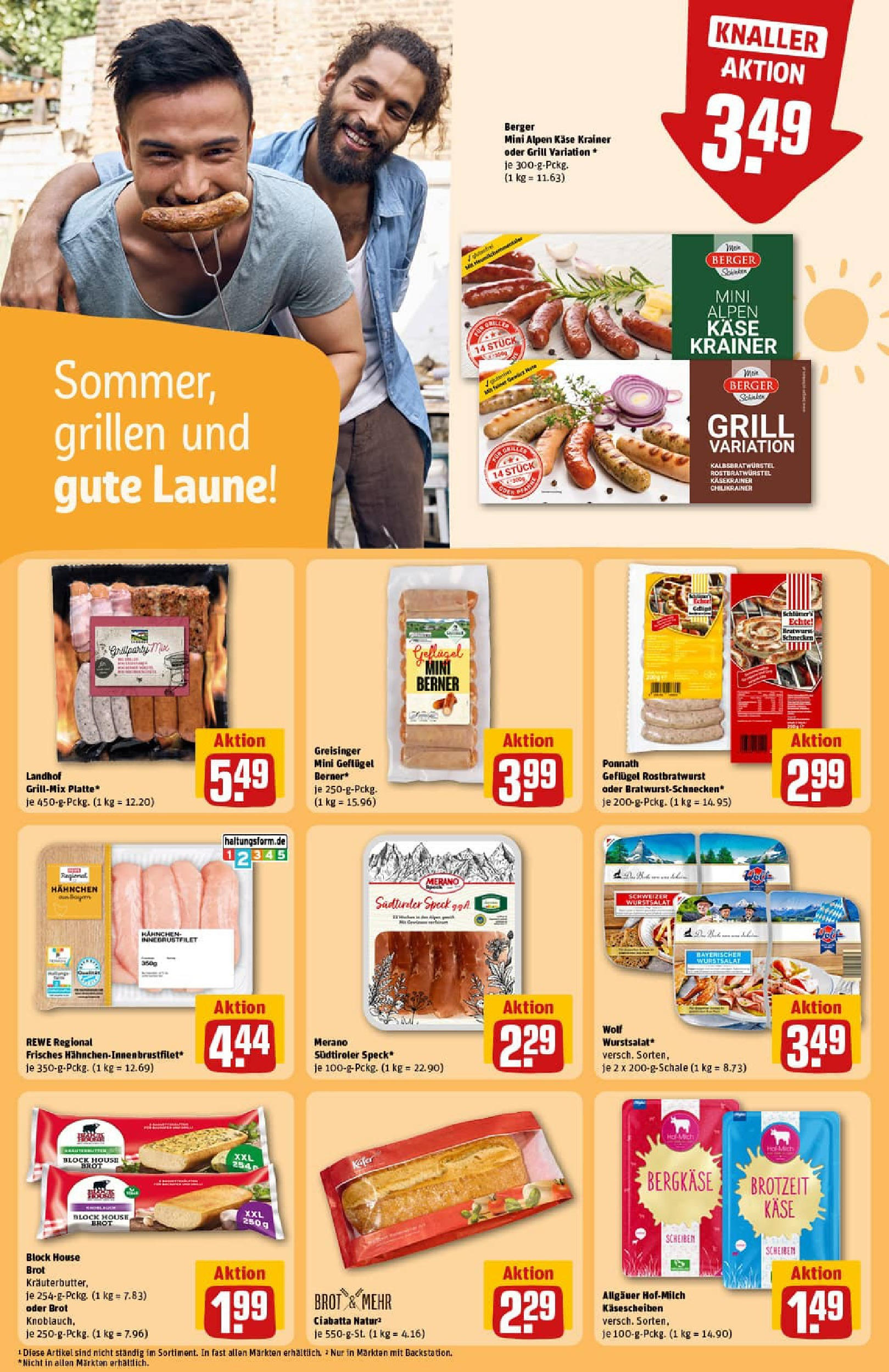 REWE Prospekt ab 29.06.2025 zum Blättern » Angebote | Seite: 22 | Produkte: Käse, Bratwurst, Käsekrainer, Knoblauch