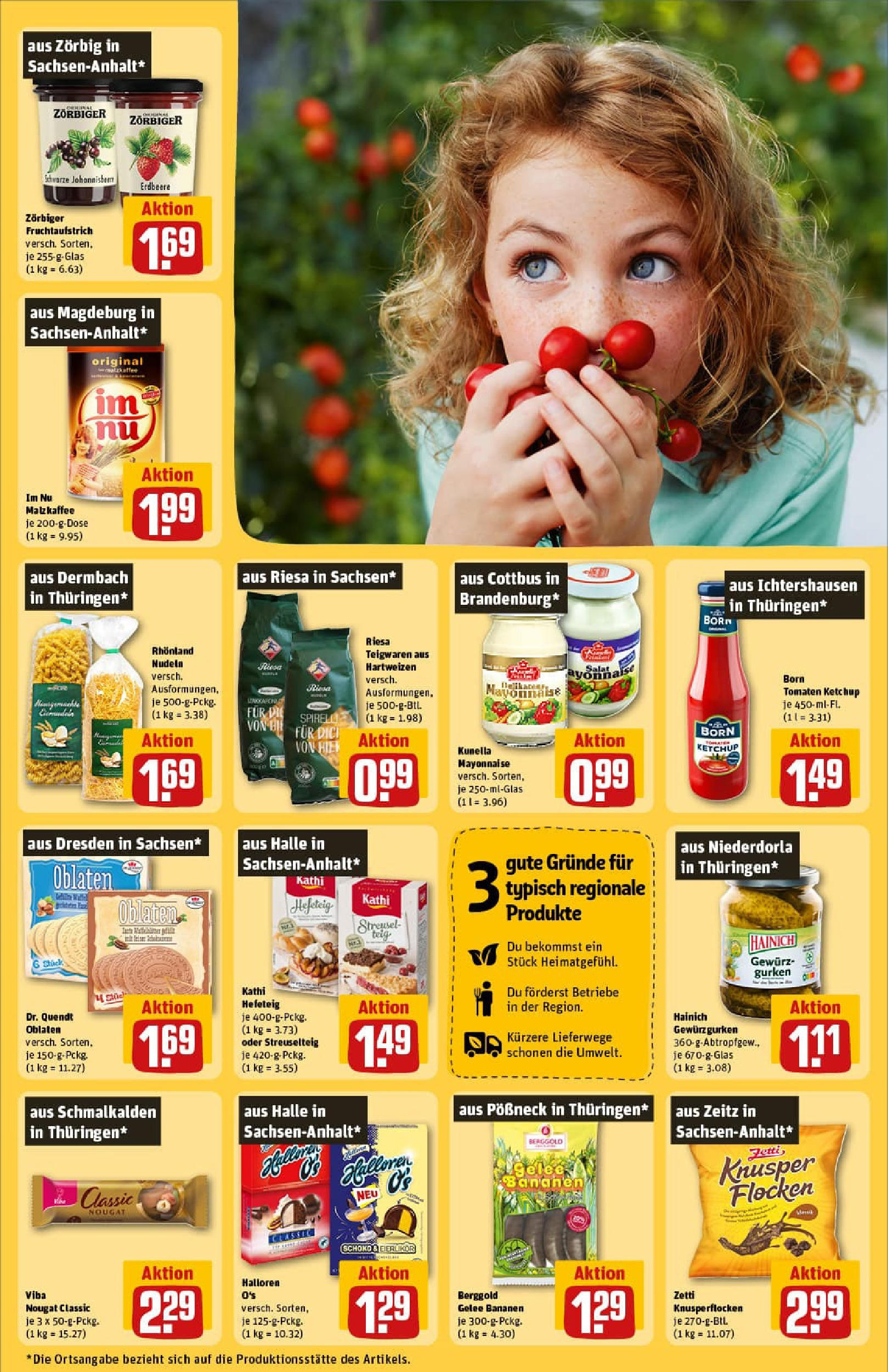 REWE Prospekt ab 29.06.2025 zum Blättern » Angebote | Seite: 33 | Produkte: Bananen, Pasta, Ketchup, Gurken
