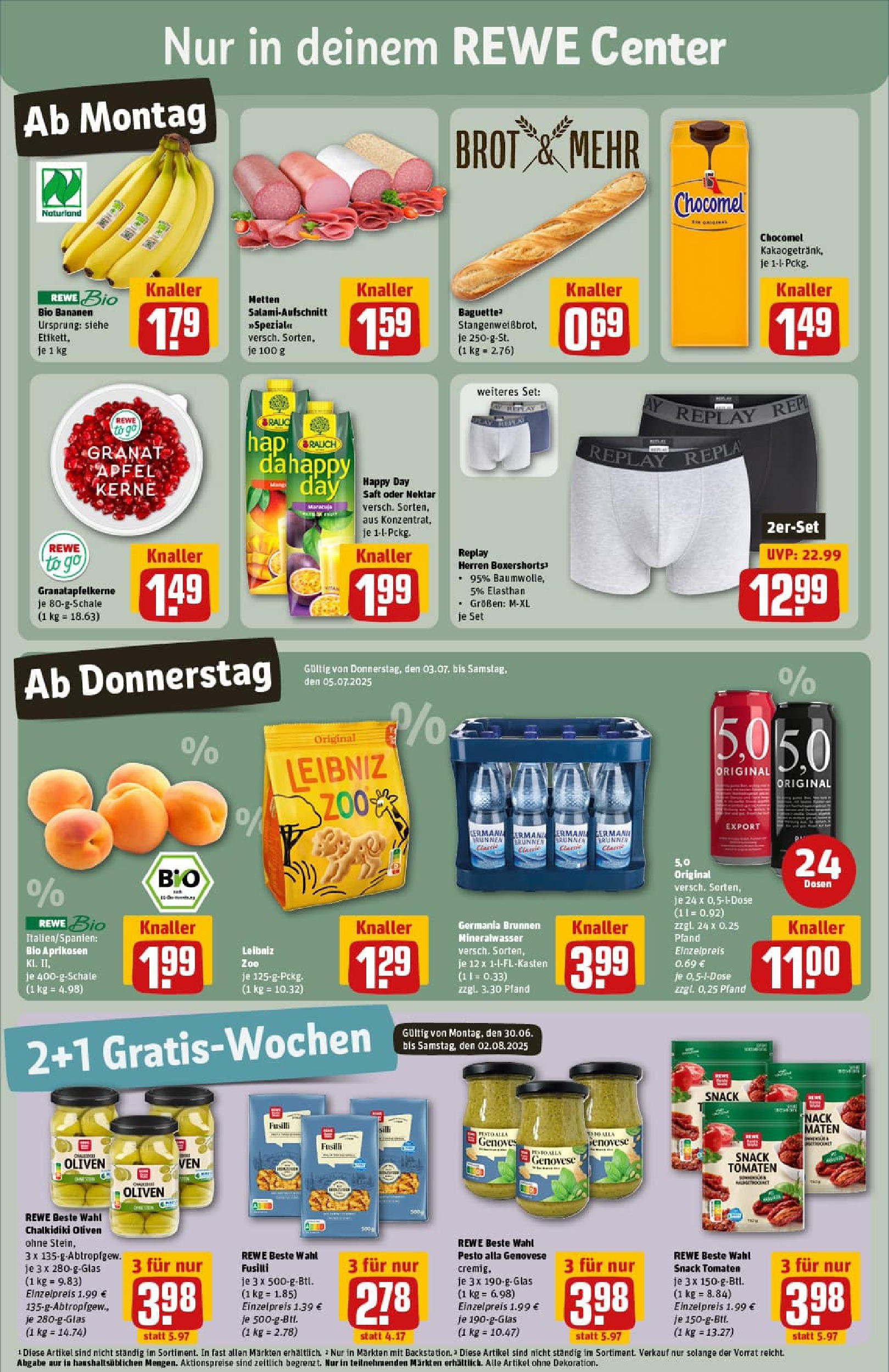 REWE Prospekt ab 29.06.2025 zum Blättern » Angebote | Seite: 3 | Produkte: Äpfel, Baguette, Tomaten, Pasta