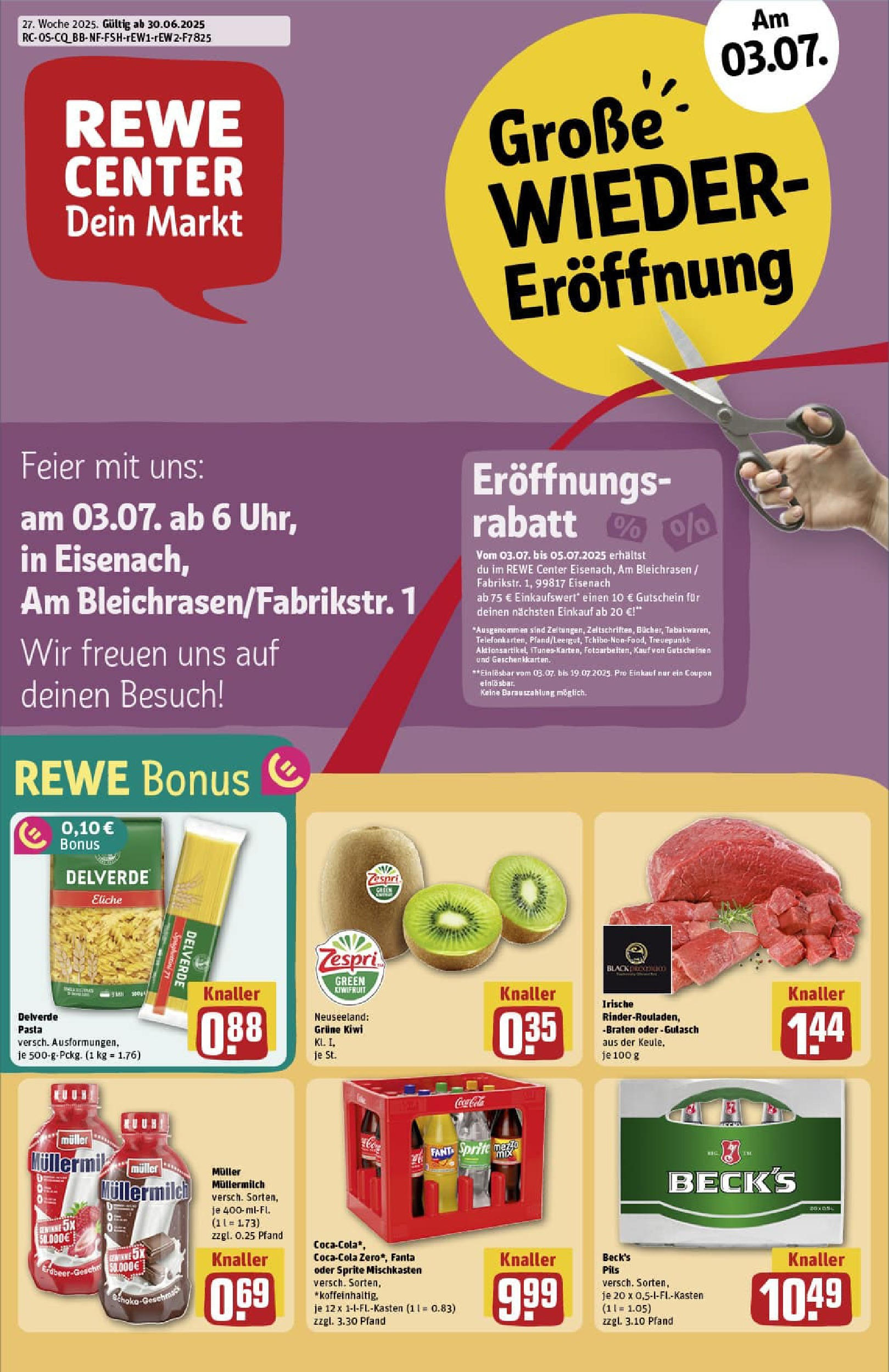 REWE Prospekt ab 29.06.2025 nächste Woche - Prospekt Eisenach Vorschau von dem Prospekt des Geschäftes Rewe, gültig ab dem 29.06.2025