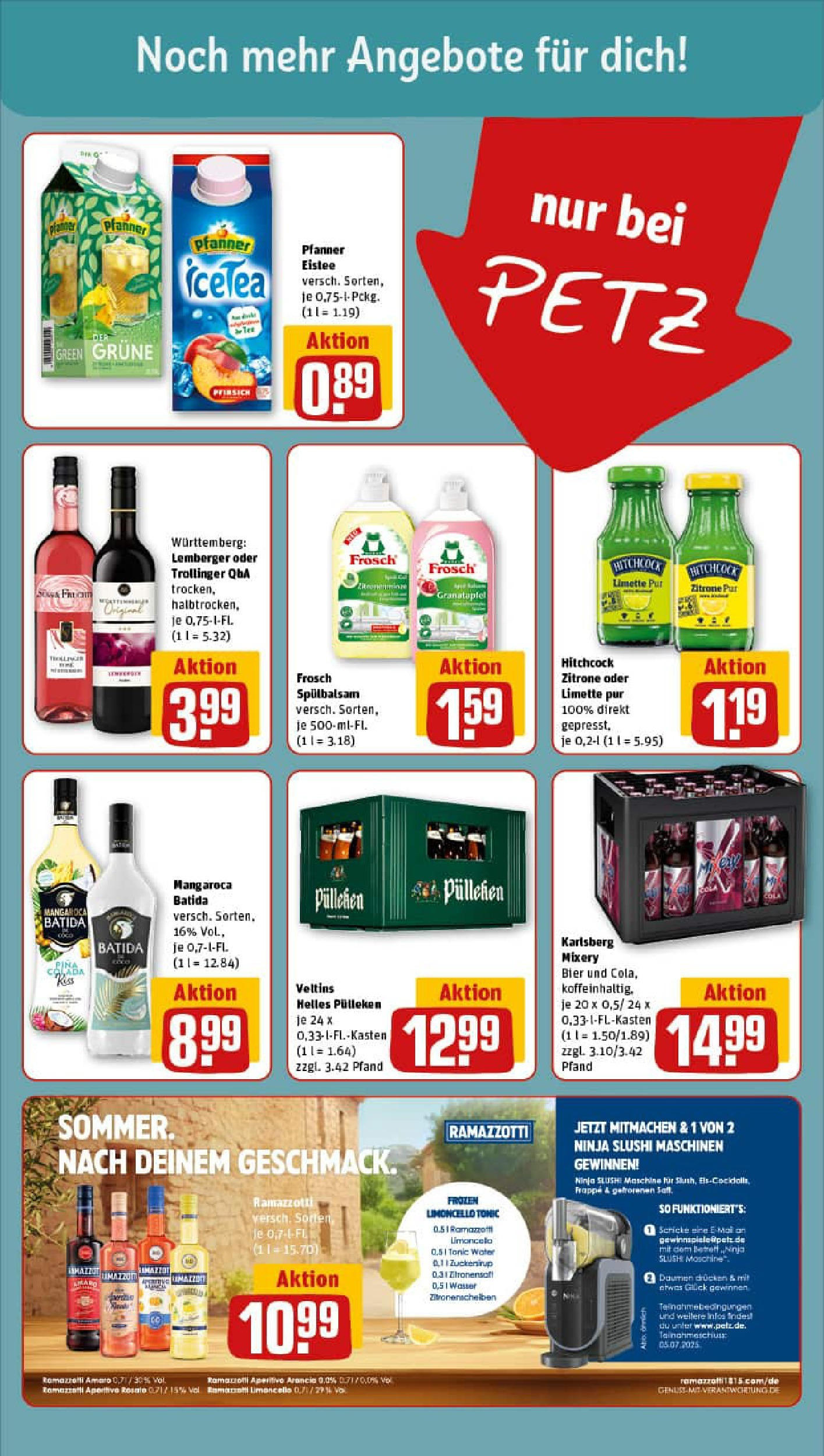 REWE Prospekt ab 29.06.2025 zum Blättern » Angebote | Seite: 17 | Produkte: Pfanner eistee, Pfirsich, Limoncello, Mixery
