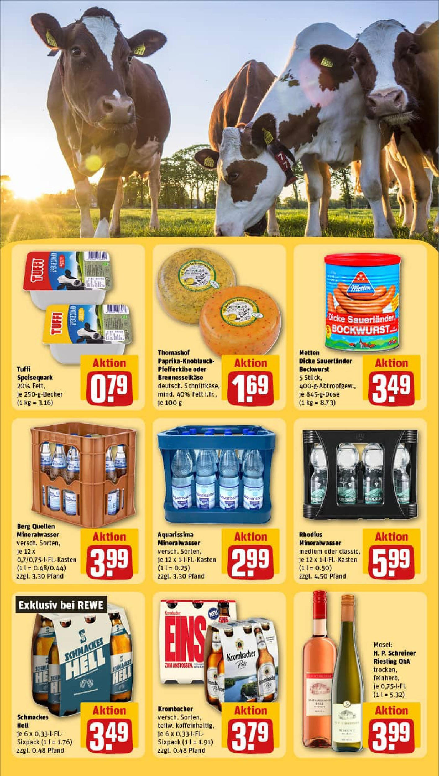 REWE Prospekt ab 29.06.2025 zum Blättern » Angebote | Seite: 23 | Produkte: Bockwurst, Dicke sauerlander bockwurst, Krombacher, Speisequark