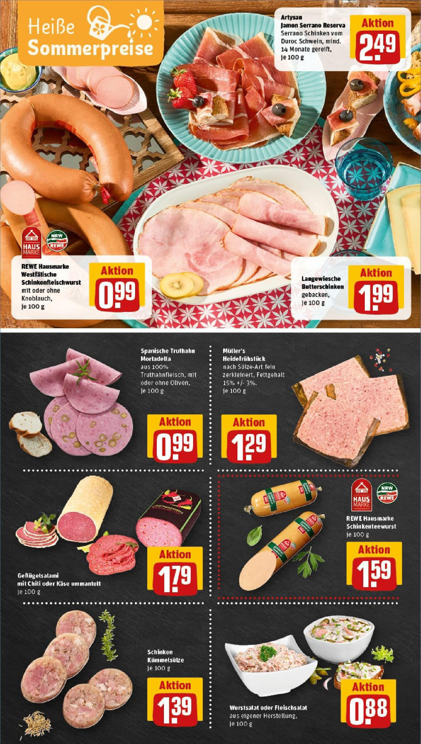 REWE Prospekt ab 29.06.2025 zum Blättern » Angebote | Seite: 8 | Produkte: Käse, Chili, Salami, Schinken