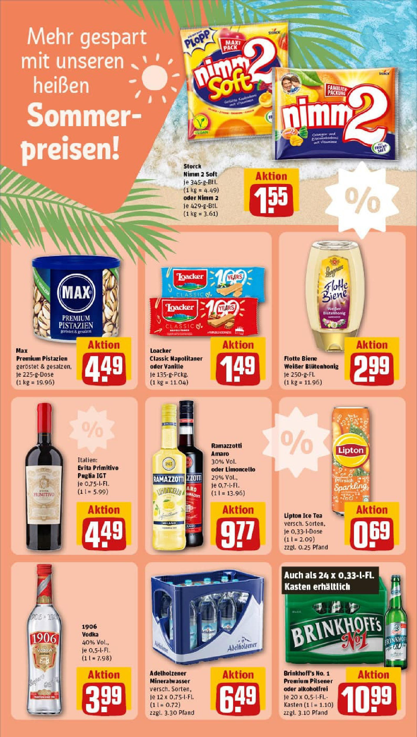 REWE Prospekt ab 29.06.2025 zum Blättern » Angebote | Seite: 20 | Produkte: Adelholzener, Pistazien, Mineralwasser, Pfirsich