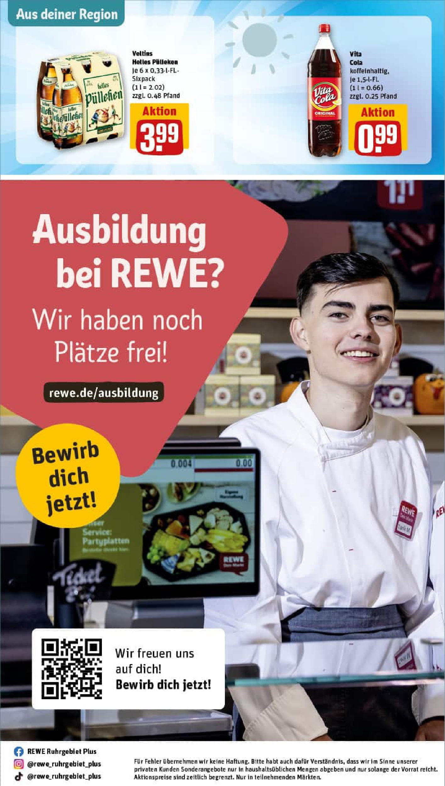 REWE Prospekt ab 29.06.2025 zum Blättern » Angebote | Seite: 33 | Produkte: Helles pulleken, Cola, Vita cola, Veltins