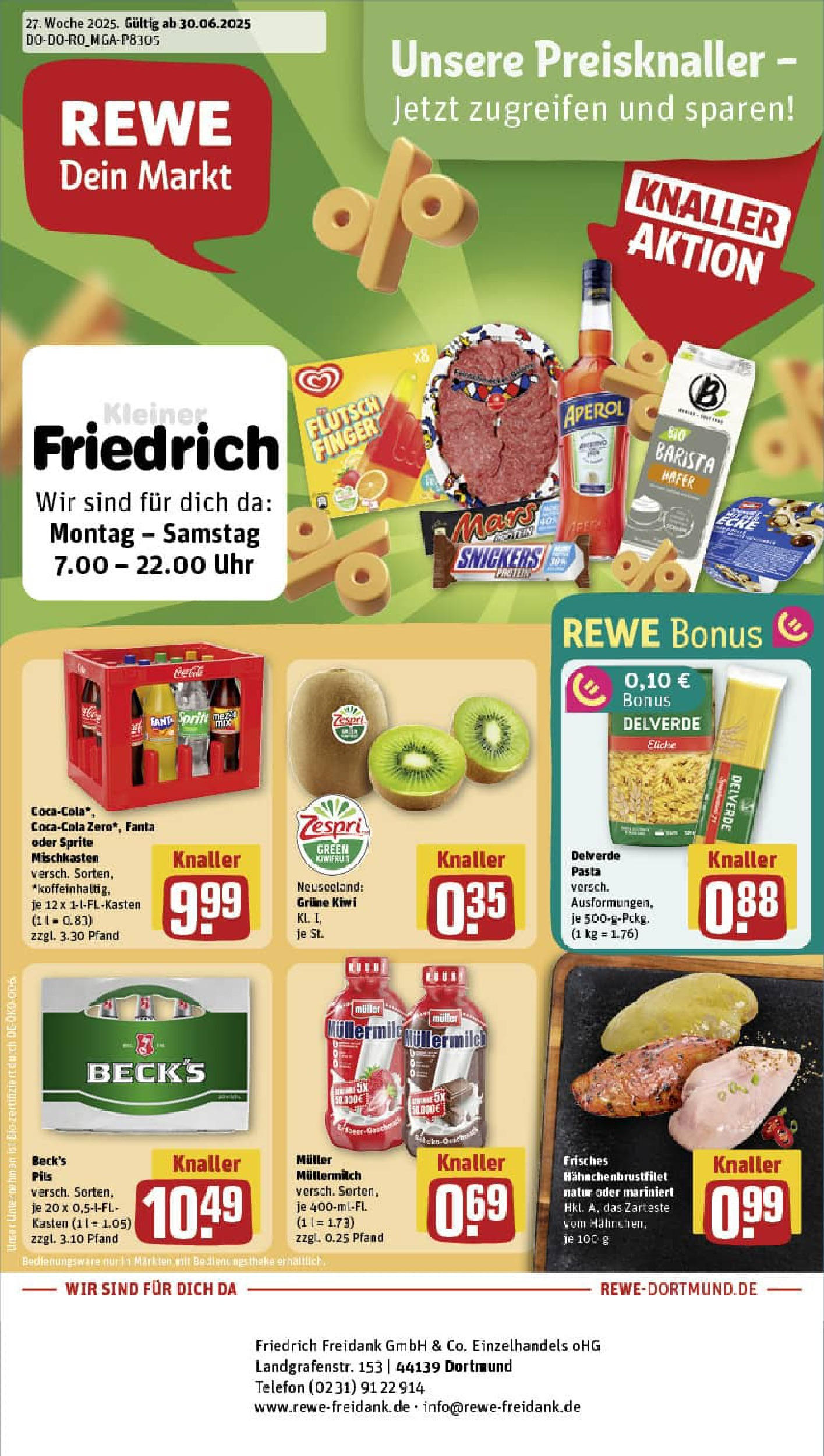 REWE Prospekt ab 29.06.2025 zum Blättern » Angebote | Seite: 1 | Produkte: Sprite, Snickers, Mars, Muller mullermilch