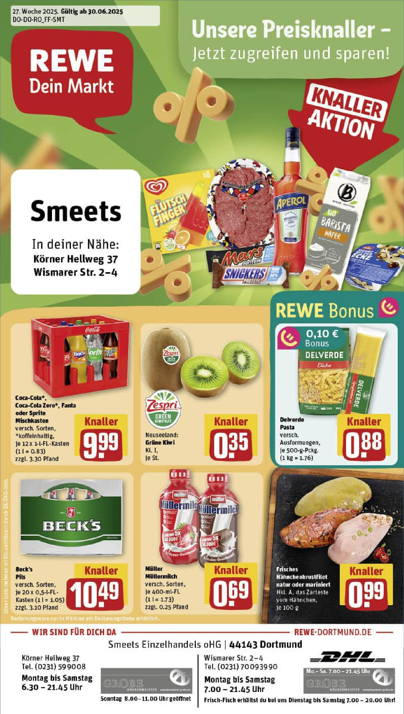 REWE Prospekt ab 29.06.2025 zum Blättern » Angebote | Seite: 1 | Produkte: Fanta, Pils, Kiwi, Muller mullermilch