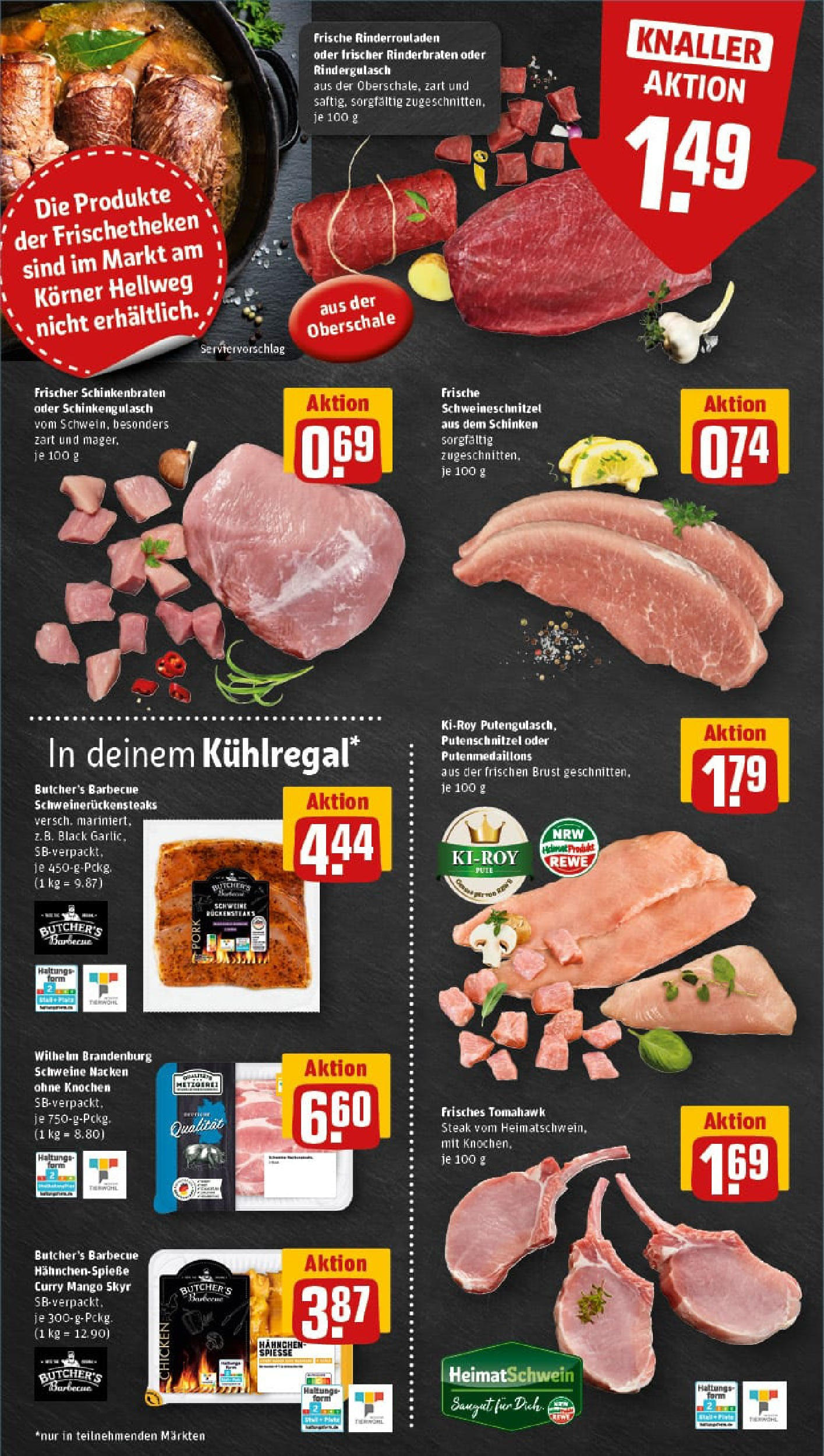 REWE Prospekt ab 29.06.2025 zum Blättern » Angebote | Seite: 6 | Produkte: Rinderrouladen, Rindergulasch, Spieße, Steak