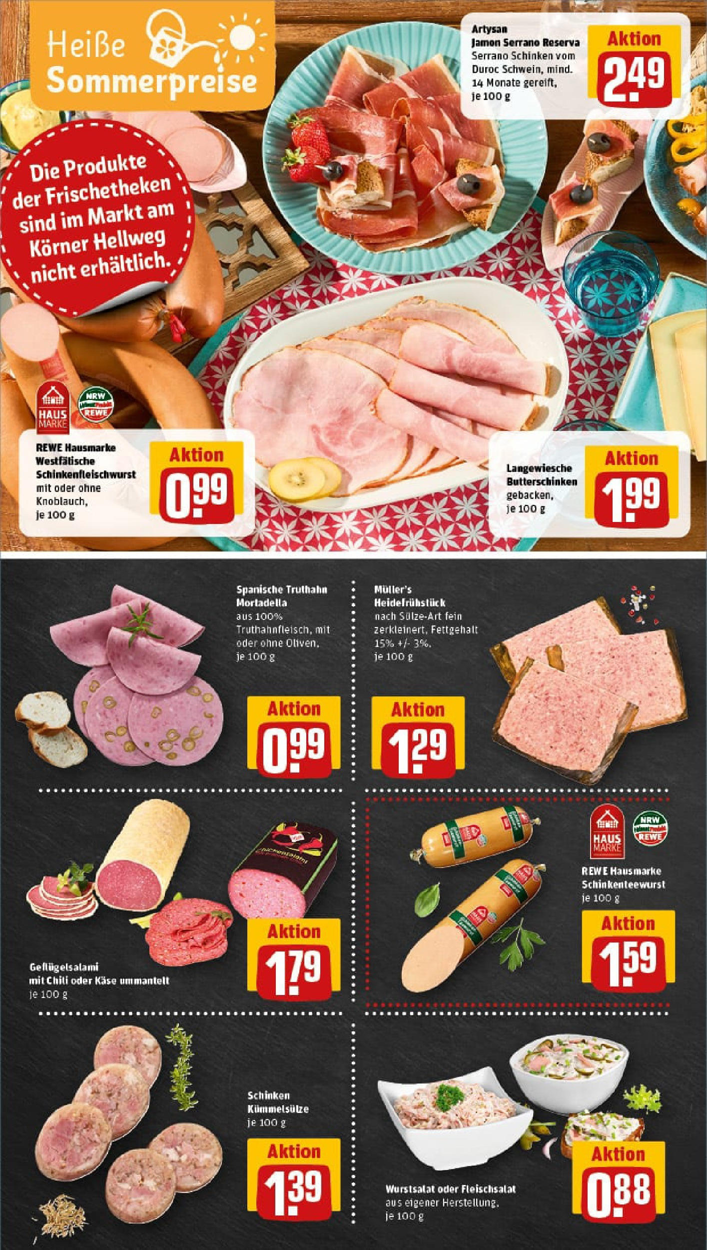REWE Prospekt ab 29.06.2025 zum Blättern » Angebote | Seite: 8 | Produkte: Käse, Chili, Salami, Schinken