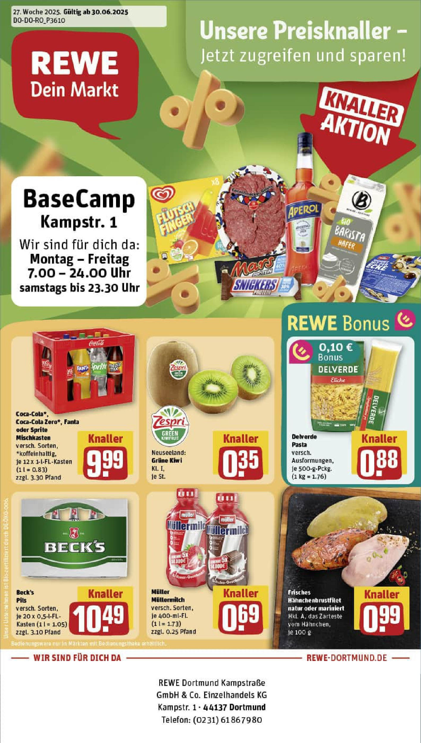 REWE Prospekt ab 29.06.2025 zum Blättern » Angebote | Seite: 1 | Produkte: Sprite, Snickers, Mars, Aperol