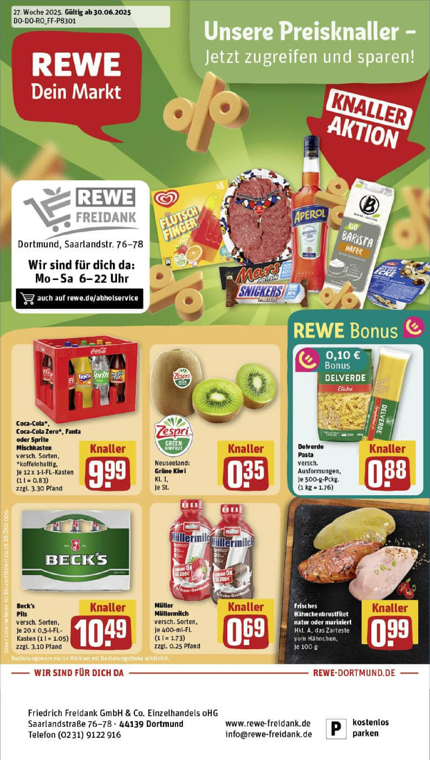 REWE Prospekt ab 29.06.2025 zum Blättern » Angebote | Seite: 1 | Produkte: Fanta, Mars, Muller mullermilch, Uhr