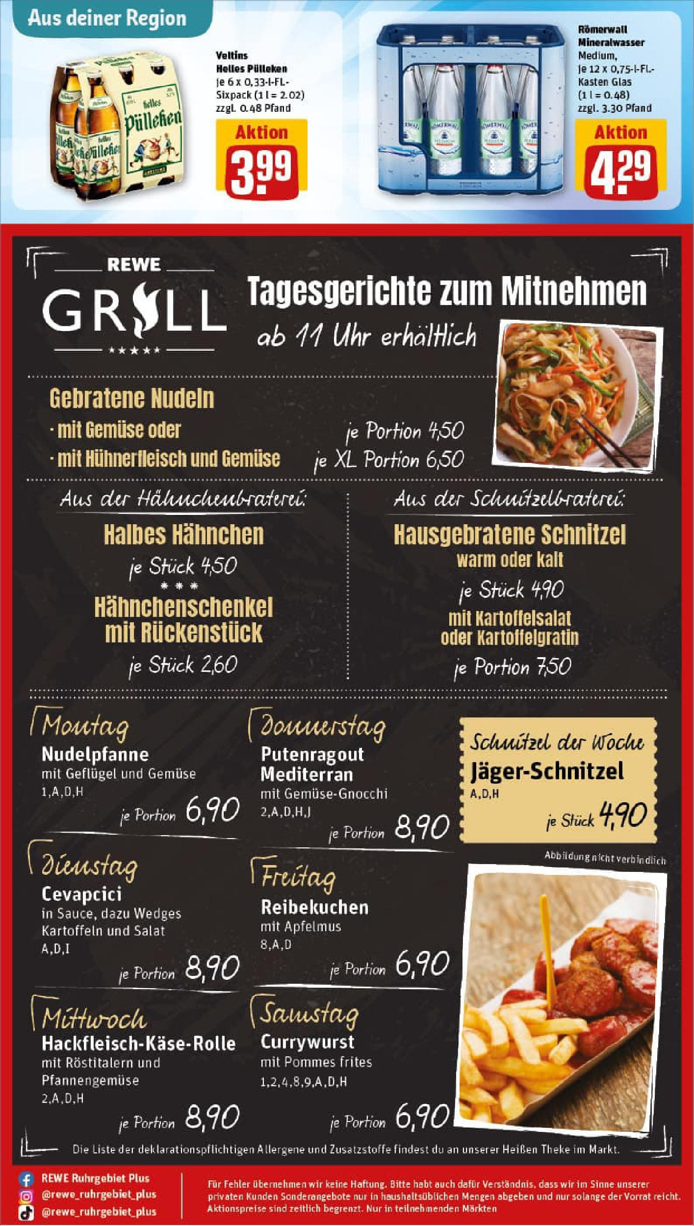 REWE Prospekt ab 29.06.2025 zum Blättern » Angebote | Seite: 34 | Produkte: Hahnchenschenkel, Theke, Cevapcici, Salat