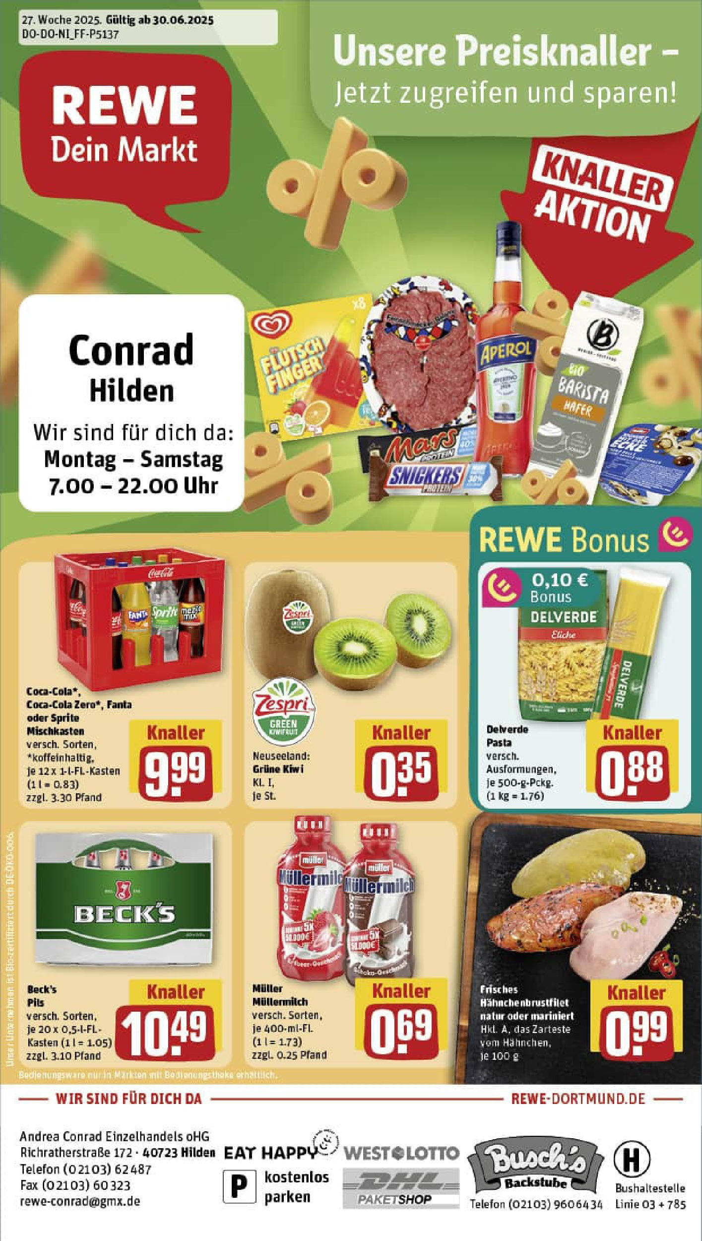 REWE Prospekt ab 29.06.2025 zum Blättern » Angebote | Seite: 1 | Produkte: Fanta, Pasta, Kiwi, Uhr