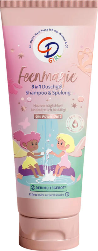 CD Kinder Duschgel, Shampoo & Spülung 3in1 Mädchen, Feenmagie