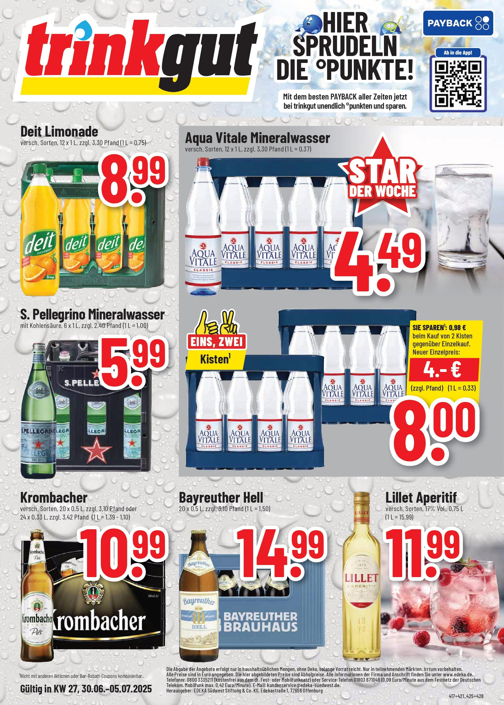 Trinkgut prospekt Wittlich	 (ab 29.06.2025) » Angebote online | Seite: 1 | Produkte: Bayreuther hell, Limonade, Mineralwasser, Lillet