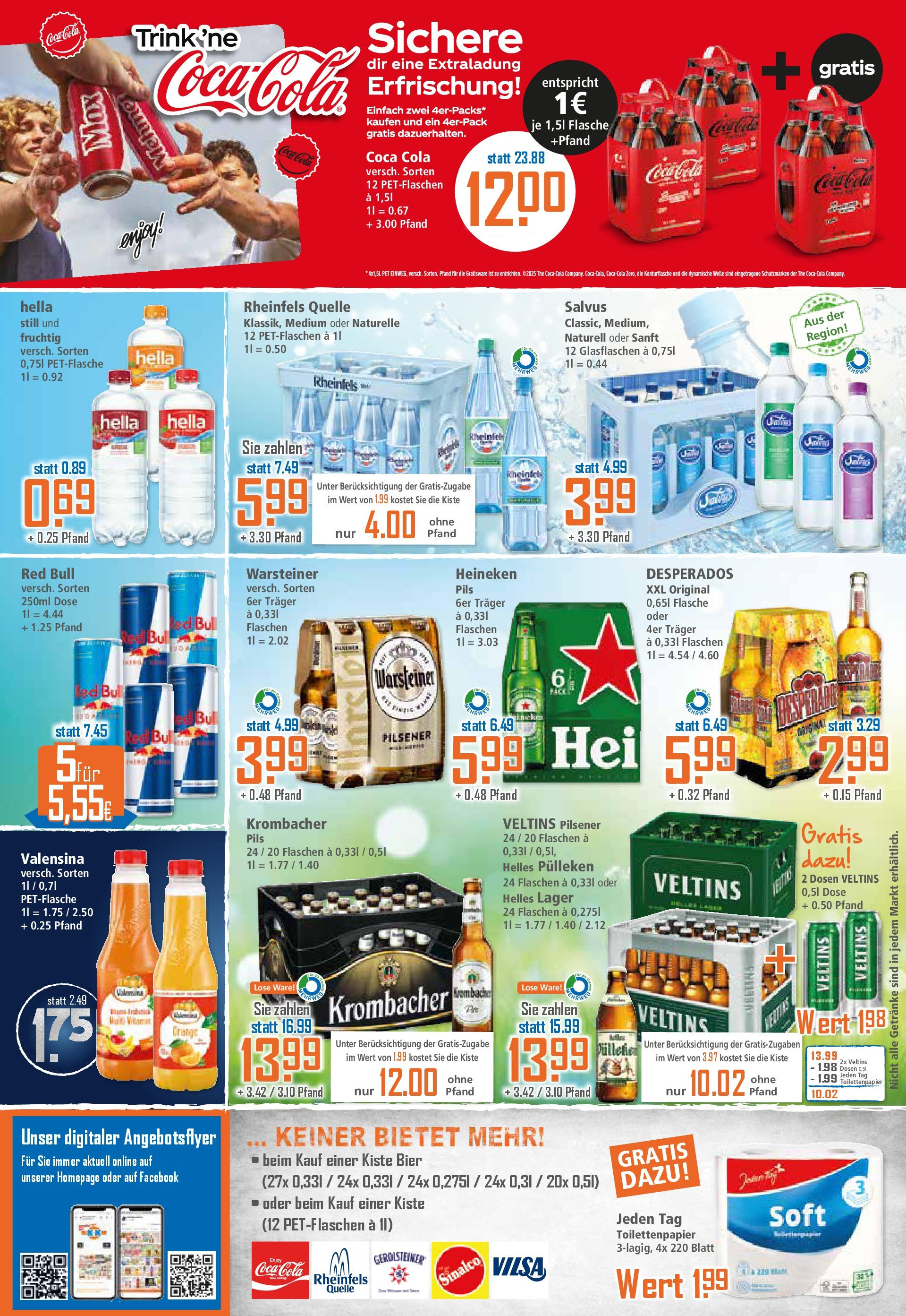 Klaas & Kock - K+K: Wochenangebote (ab 06.07.2025) zum Blättern | Seite: 12 | Produkte: Sinalco, Valensina, Hella, Veltins
