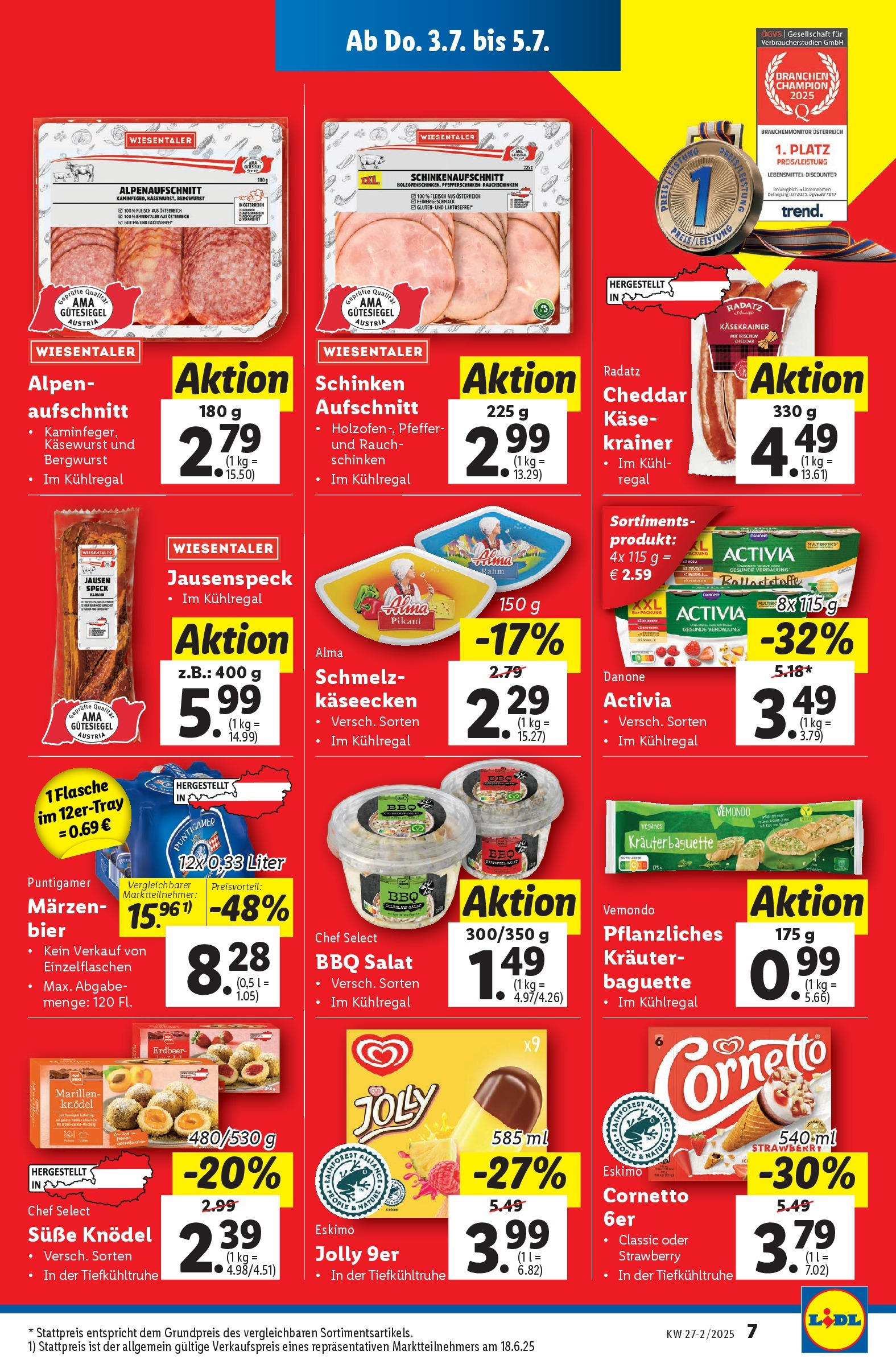 Lidl Flugblatt - Salzburg, Dornbirn, Jenbach ab 02.07.2025 - Angebote ab donnerstag | Seite: 9 | Produkte: Salat, Regal, Schinken, Bier