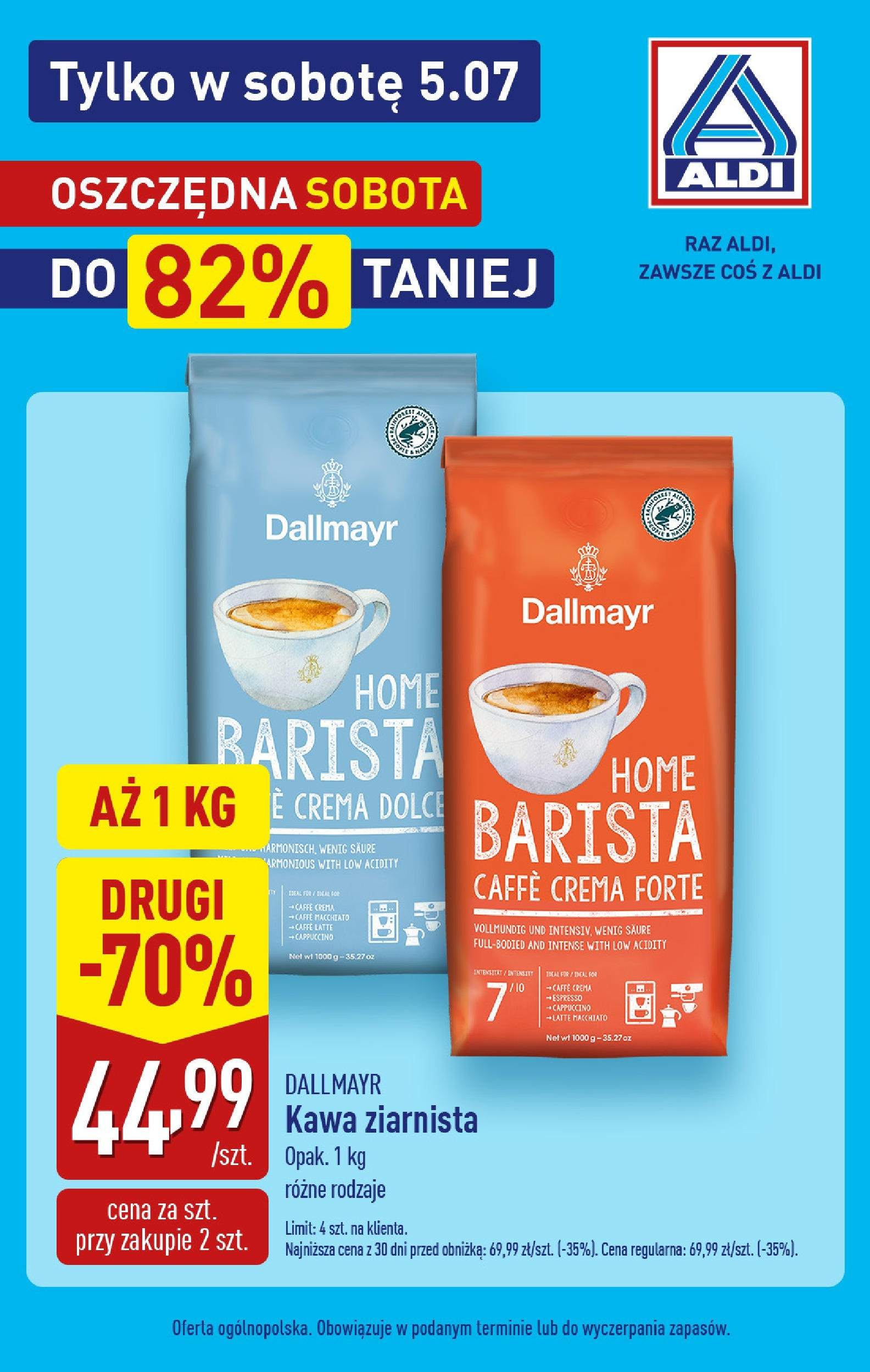 Aldi - Aldi food sobota ważne do 5.07 od 04.07.2025 - Ulotka PDF, promocje | Strona: 2 | Produkty: Kawa ziarnista, Cappuccino, Kawa