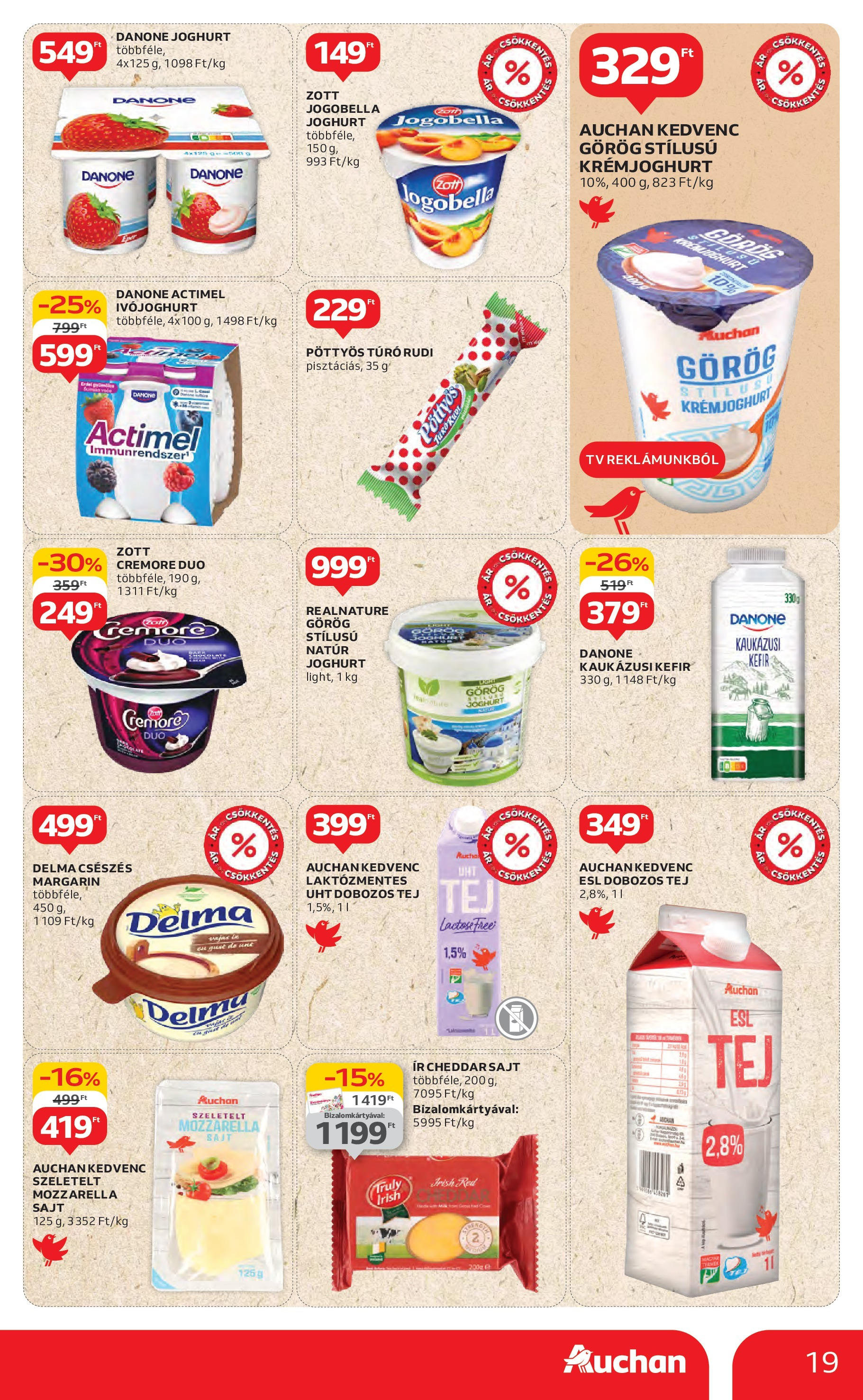 Akciós újság új Auchan - 2025.06.26. -tól/töl ⏳ | Oldal: 19 | Termékek: Ivójoghurt, Mozzarella, Margarin, Tej Auchan Akciós újság - 2025.06.26. -tól/töl > akció, lapozható szórólap 🛍️ | Oldal: 19 | Termékek: Ivójoghurt, Mozzarella, Margarin, Tej