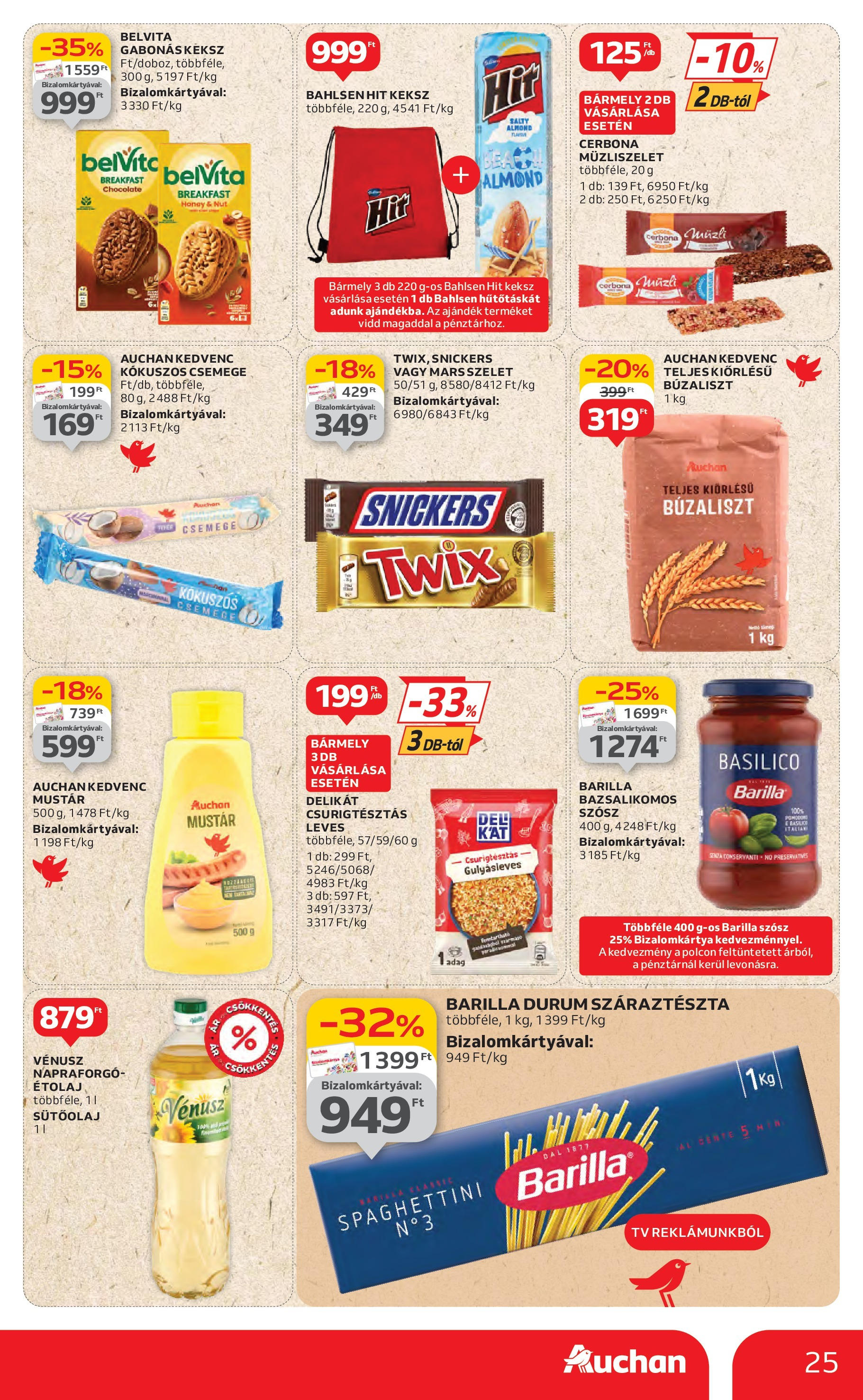 Akciós újság új Auchan - 2025.06.26. -tól/töl ⏳ | Oldal: 25 | Termékek: Étolaj, TV, Keksz, Szósz Auchan Akciós újság - 2025.06.26. -tól/töl > akció, lapozható szórólap 🛍️ | Oldal: 25 | Termékek: Étolaj, TV, Keksz, Szósz
