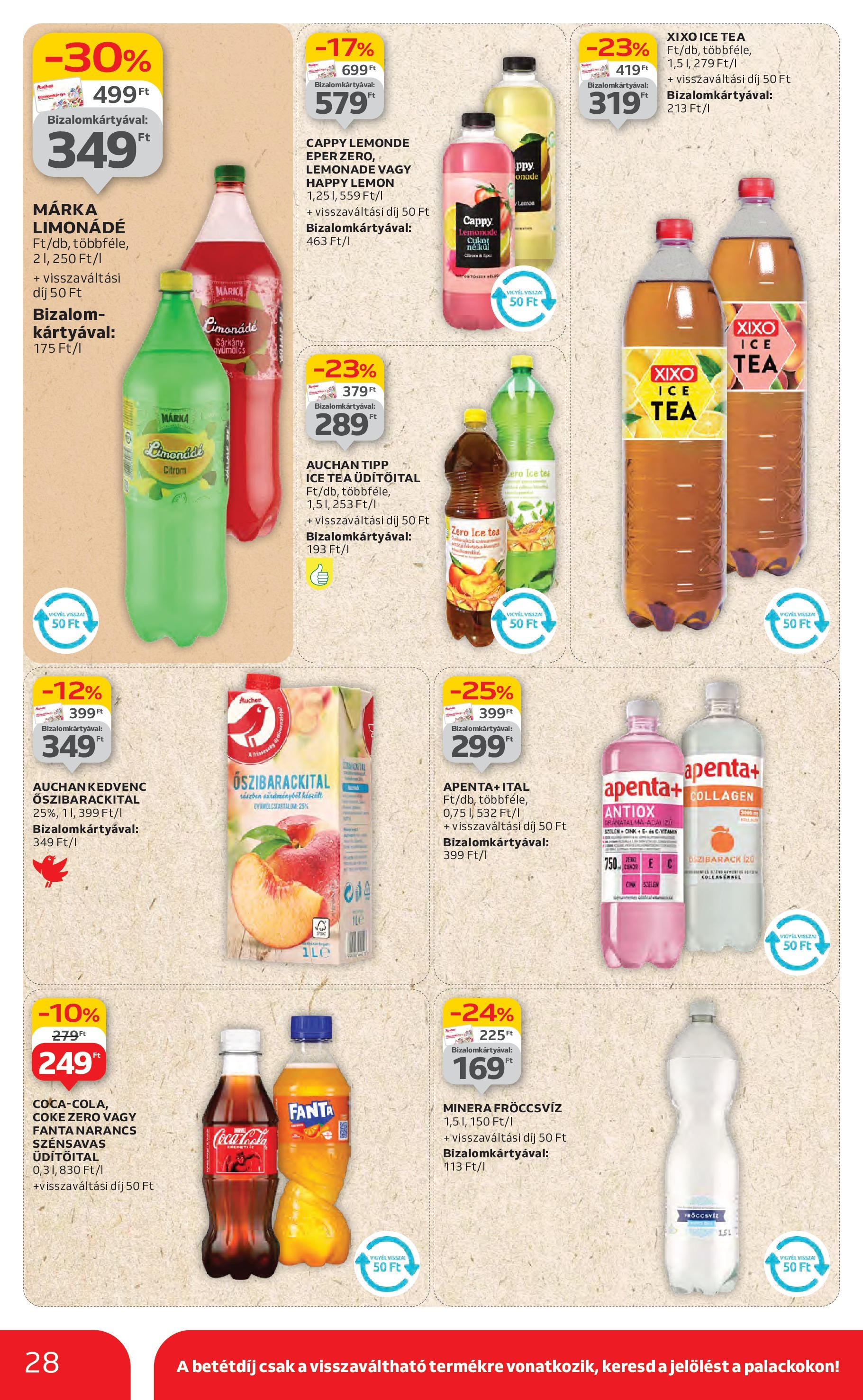 Akciós újság új Auchan - 2025.06.26. -tól/töl ⏳ | Oldal: 28 | Termékek: Fanta, Ice tea, Limonádé, Tea Auchan Akciós újság - 2025.06.26. -tól/töl > akció, lapozható szórólap 🛍️ | Oldal: 28 | Termékek: Fanta, Ice tea, Limonádé, Tea