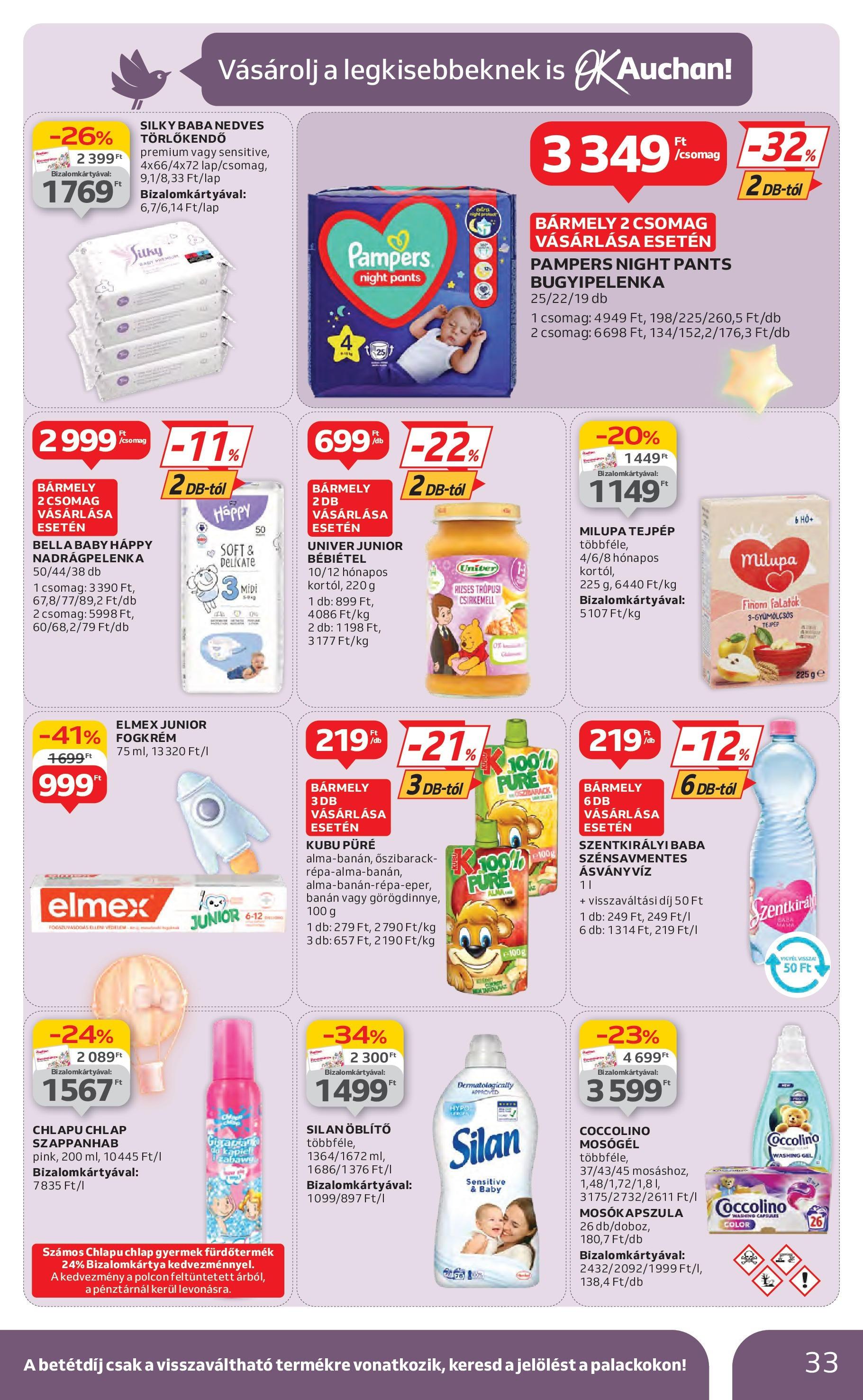 Akciós újság új Auchan - 2025.06.26. -tól/töl ⏳ | Oldal: 33 | Termékek: Pampers, Kubu püré, Csirkemell, Bébiétel Auchan Akciós újság - 2025.06.26. -tól/töl > akció, lapozható szórólap 🛍️ | Oldal: 33 | Termékek: Pampers, Kubu püré, Csirkemell, Bébiétel