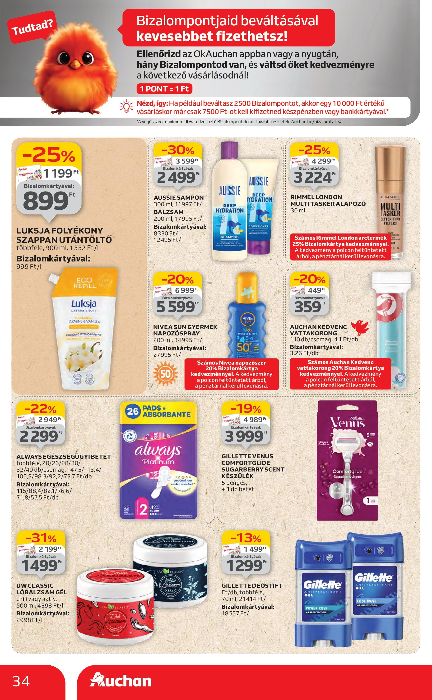 Akciós újság új Auchan - 2025.06.26. -tól/töl ⏳ | Oldal: 34 | Termékek: Chili, Folyékony szappan, Alapozó, Szappan Auchan Akciós újság - 2025.06.26. -tól/töl > akció, lapozható szórólap 🛍️ | Oldal: 34 | Termékek: Chili, Folyékony szappan, Alapozó, Szappan