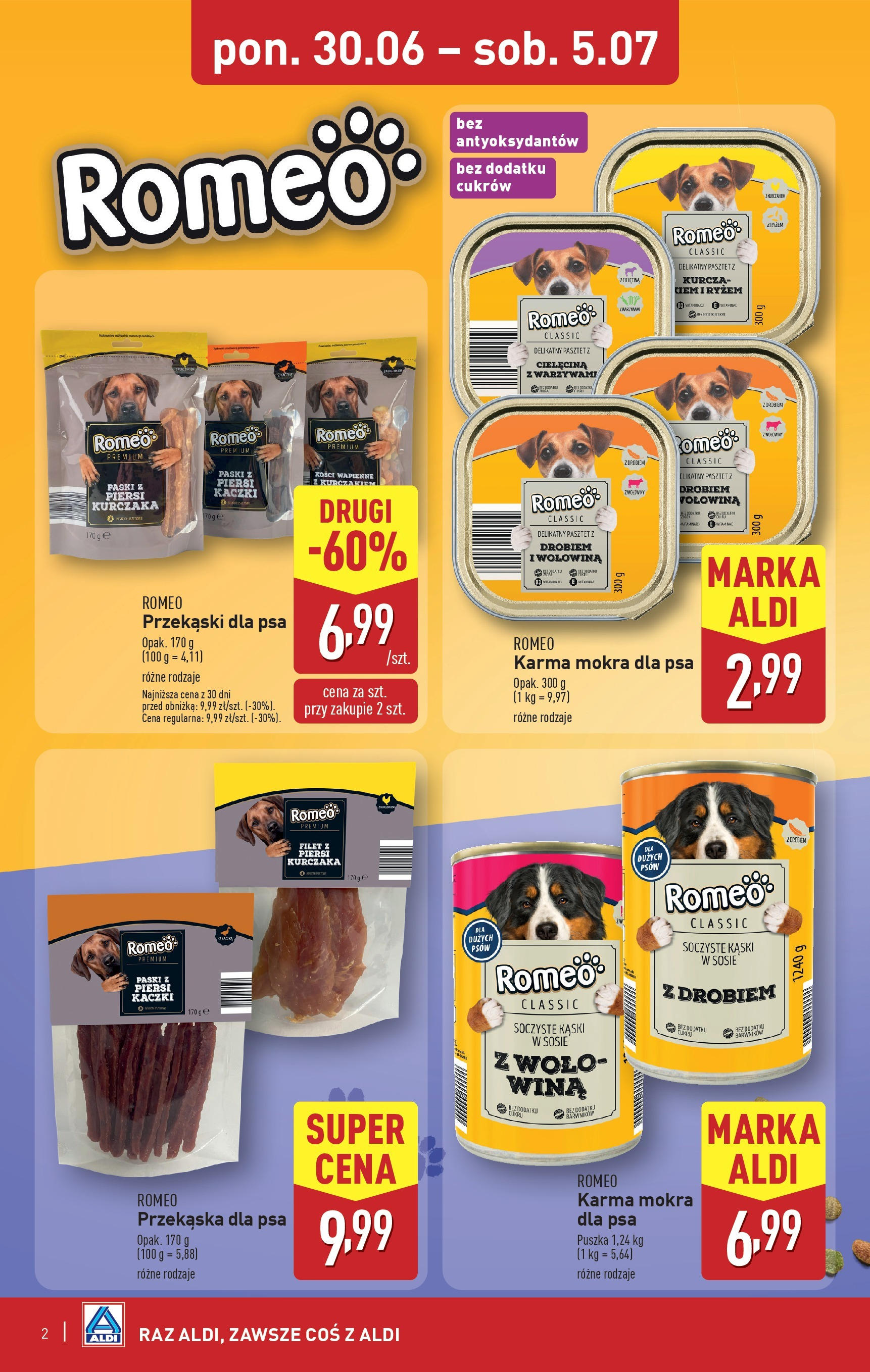 Aldi Gazetka - Promocja Dzień Psa od 30.06.2025 - Ulotka PDF, promocje | Strona: 2 | Produkty: Piersi, Filet z piersi kurczaka, Wołowina