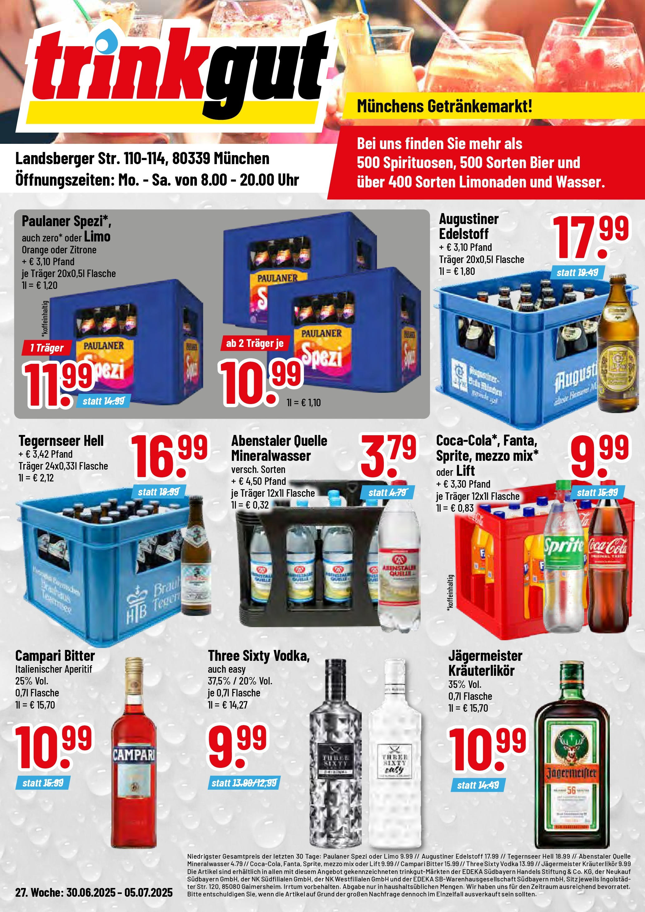 Trinkgut prospekt München	 (ab 29.06.2025) » Angebote online | Seite: 1 | Produkte: Mezzo mix, Mineralwasser, Zitrone, Uhr