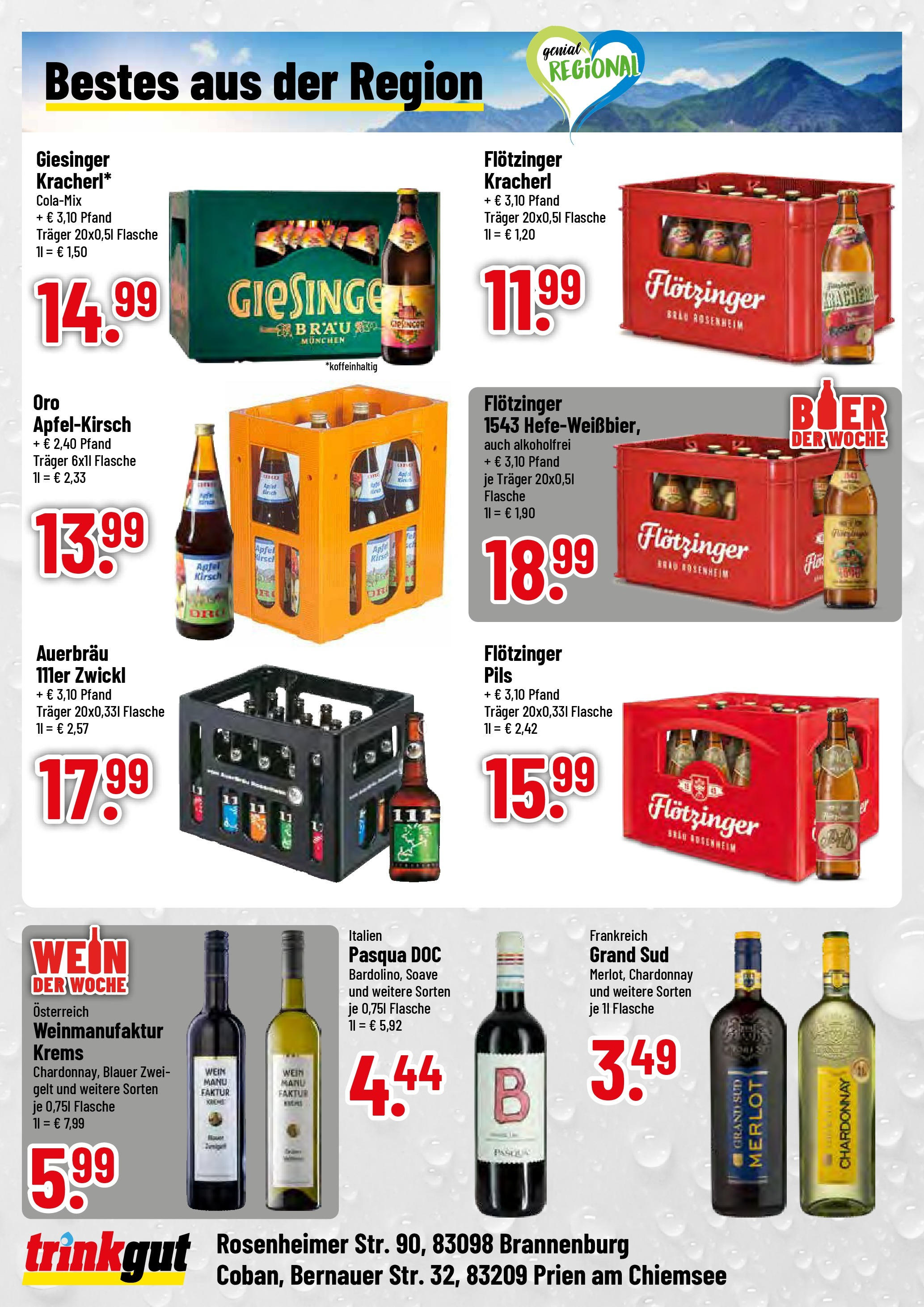 Trinkgut prospekt Brannenburg	 (ab 29.06.2025) » Angebote online | Seite: 4 | Produkte: Bier, Pils, Äpfel, Wein