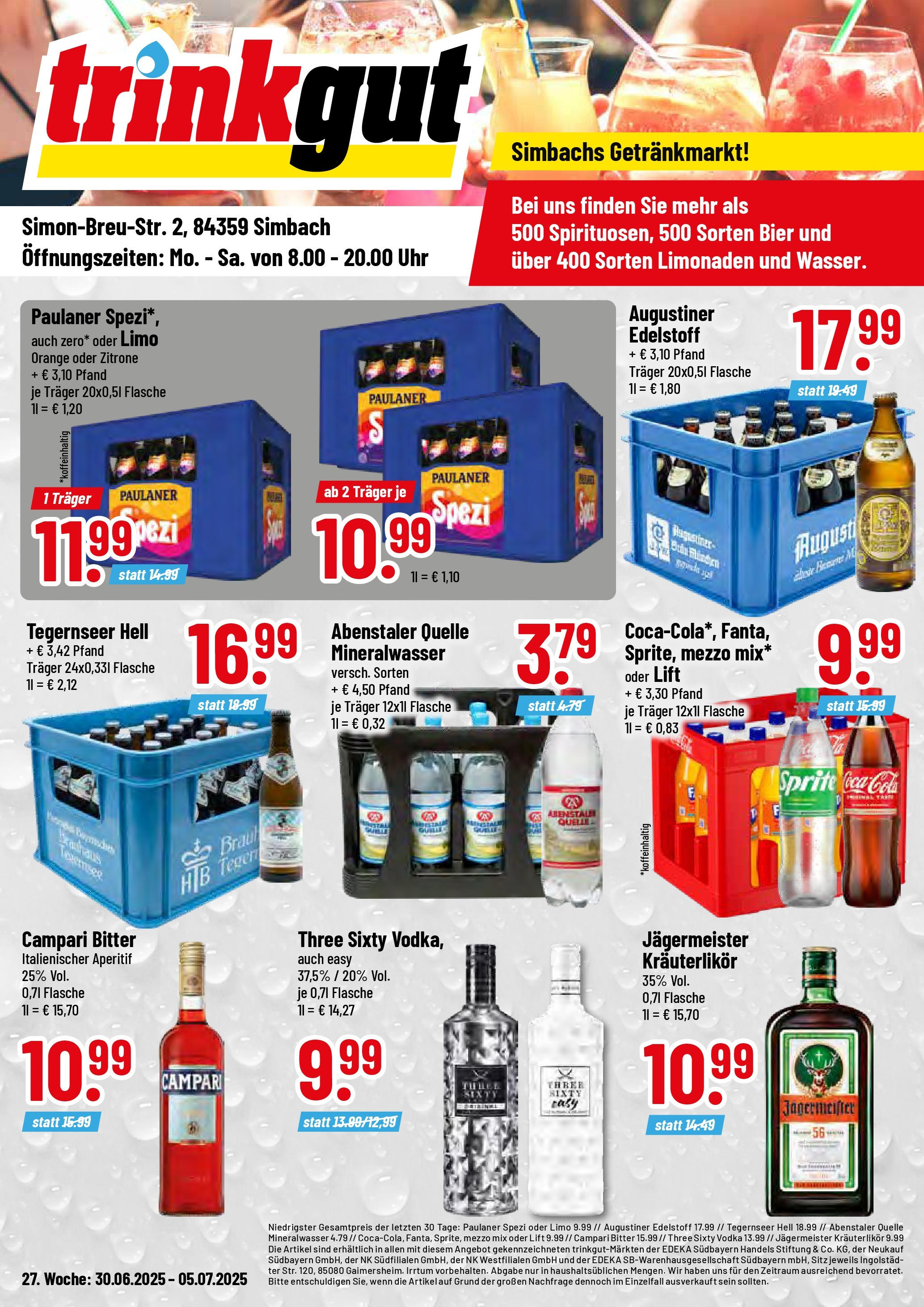 Trinkgut prospekt Simbach/Inn	 (ab 29.06.2025) » Angebote online | Seite: 1 | Produkte: Mezzo mix, Coca cola, Sprite, Cola