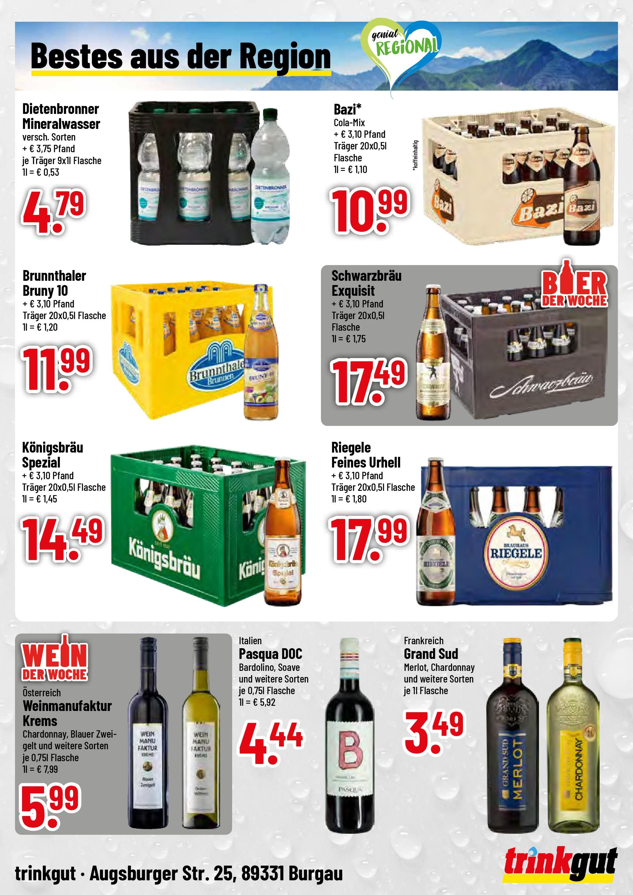 Trinkgut prospekt Burgau	 (ab 29.06.2025) » Angebote online | Seite: 4 | Produkte: Bier, Merlot, Grand sud, Wein