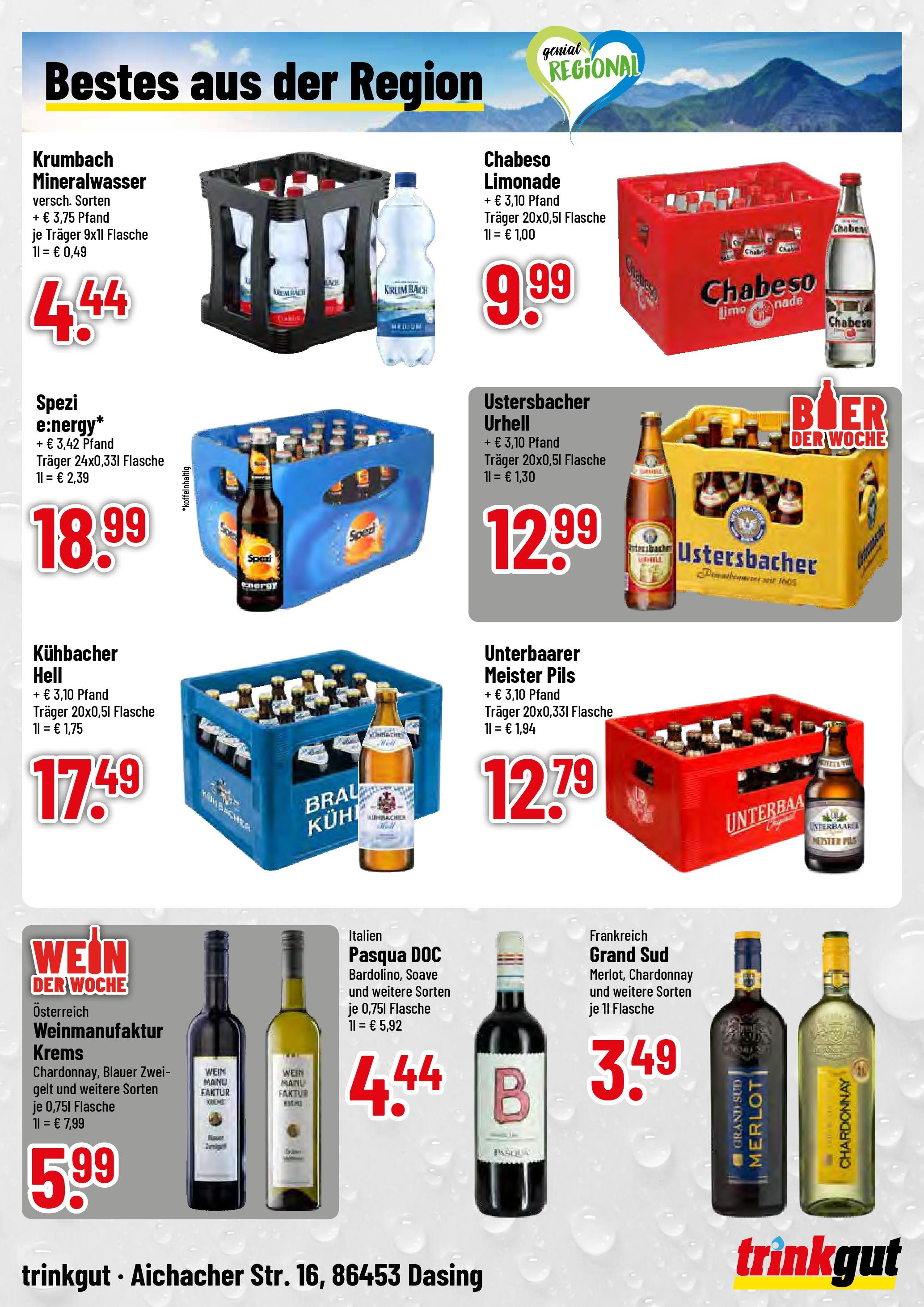 Trinkgut prospekt Dasing	 (ab 29.06.2025) » Angebote online | Seite: 4 | Produkte: Energy, Merlot, Pils, Mineralwasser