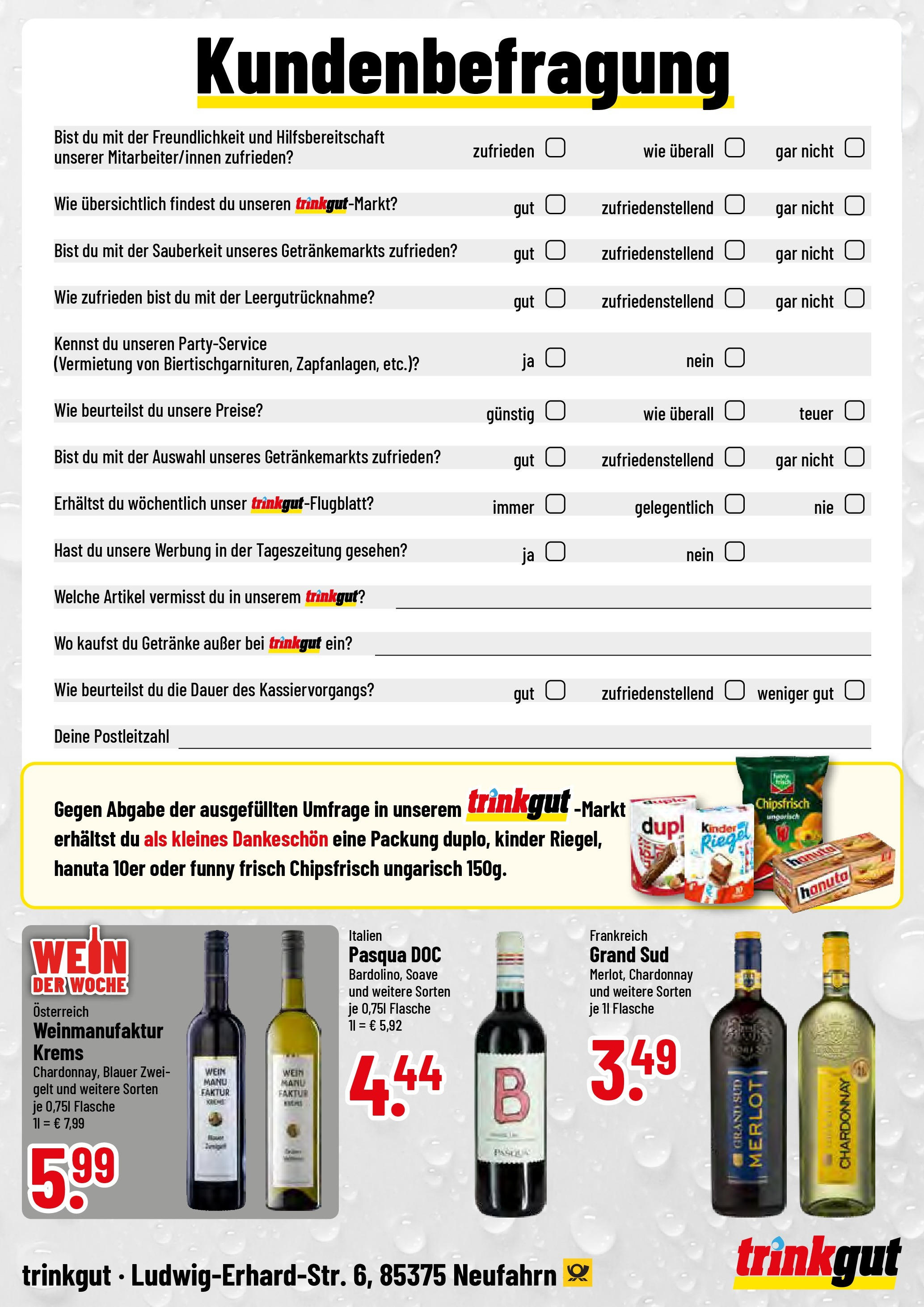 Trinkgut prospekt Neufahrn	 (ab 29.06.2025) » Angebote online | Seite: 4 | Produkte: Merlot, Funny frisch, Grand sud, Wein