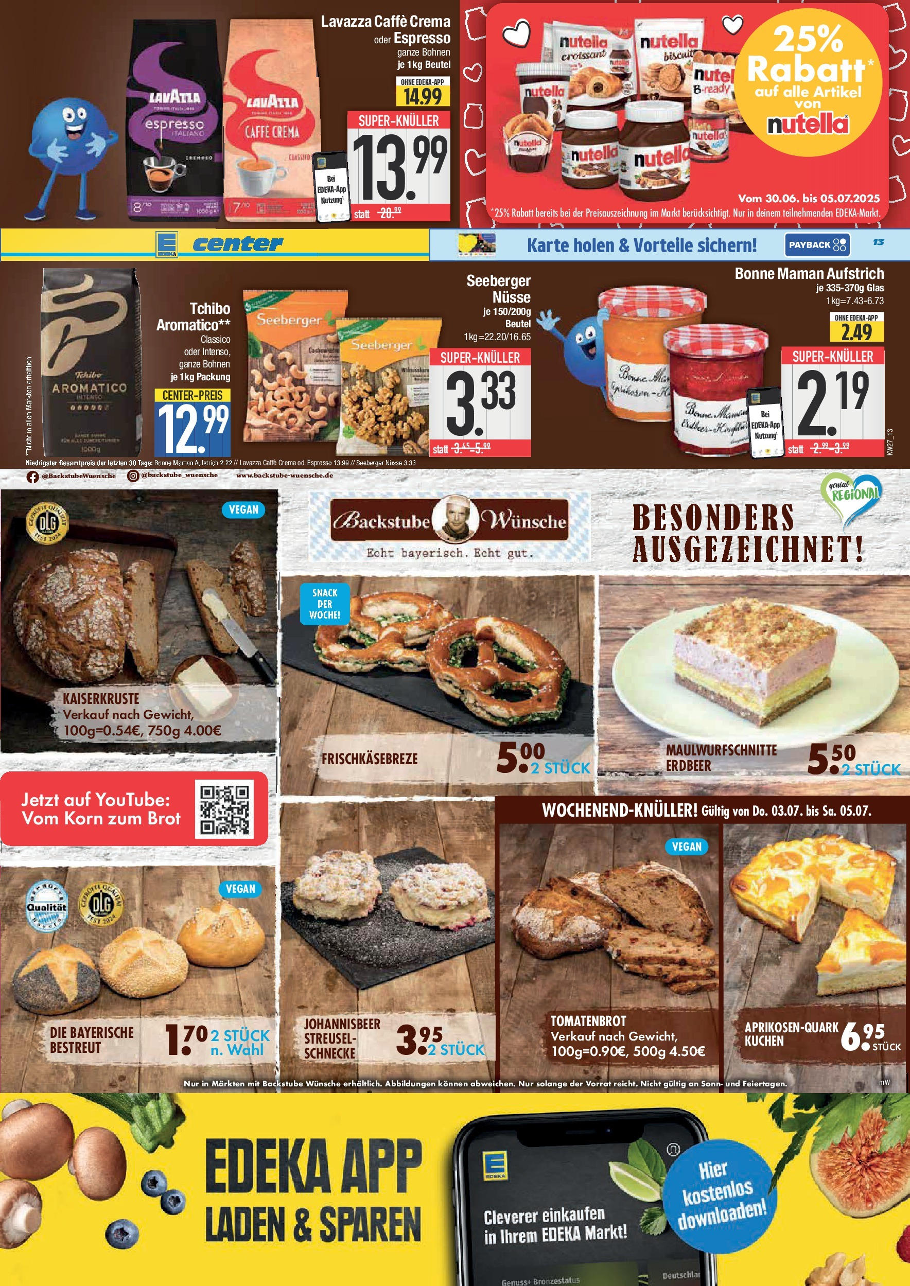 Edeka prospekt München	 (ab 29.06.2025) » Angebote Online | Seite: 13 | Produkte: Lavazza, Croissant, Nutella, Brot