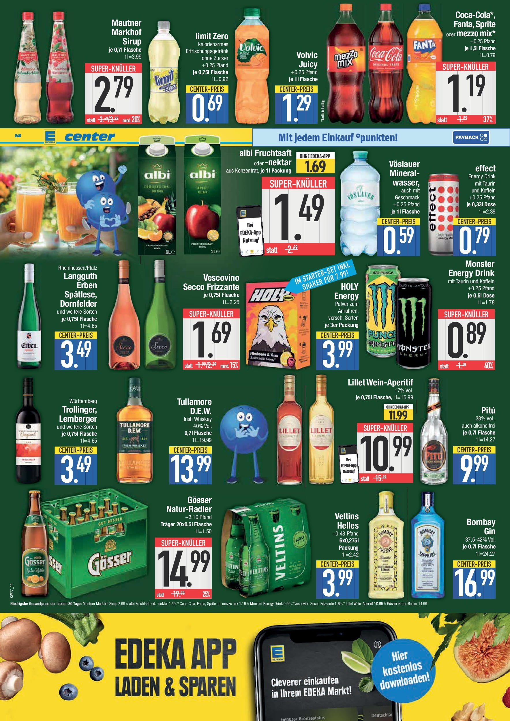 Edeka prospekt München	 (ab 29.06.2025) » Angebote Online | Seite: 14 | Produkte: Mezzo mix, Cola, Monster, Zucker
