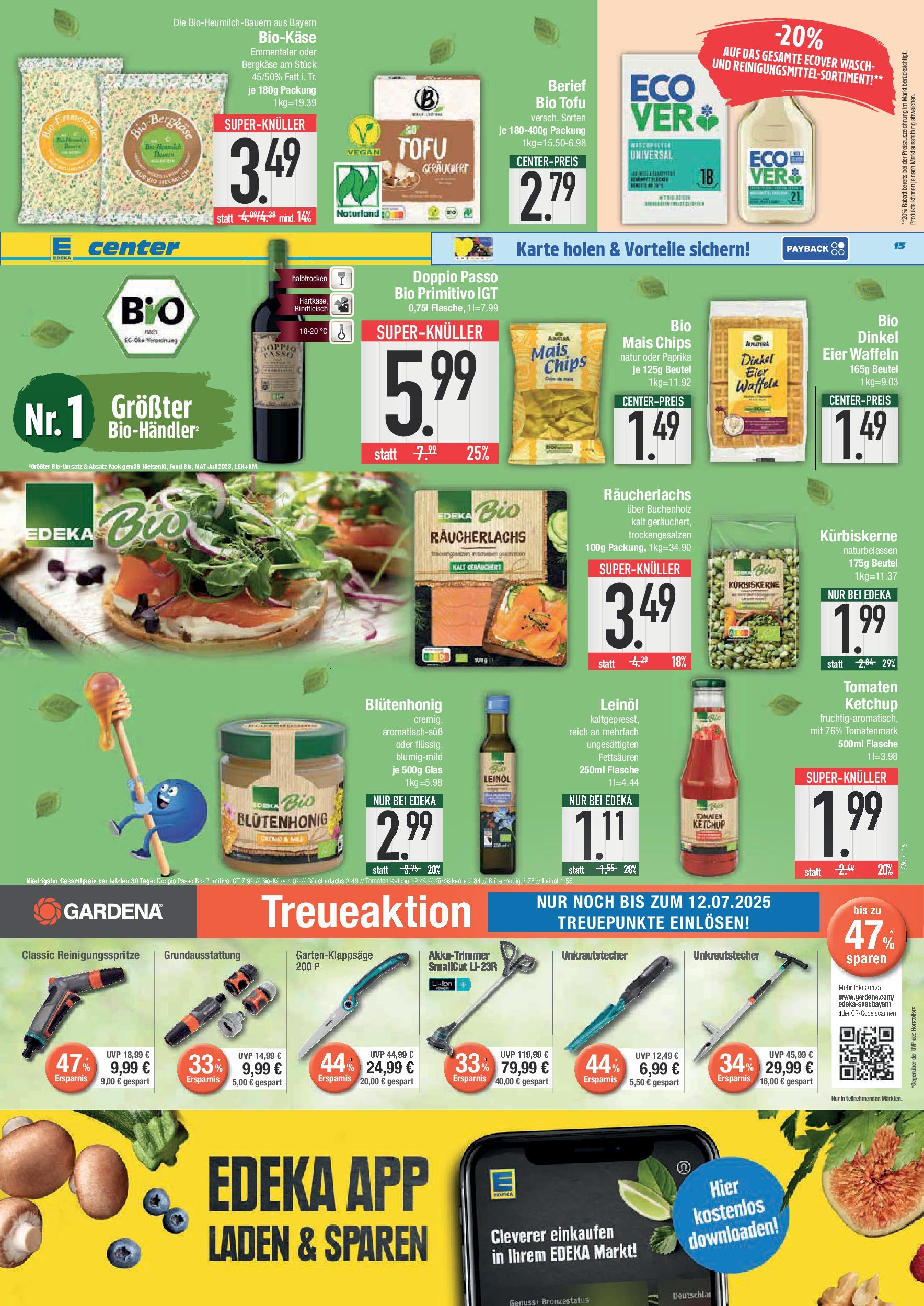 Edeka prospekt München	 (ab 29.06.2025) » Angebote Online | Seite: 15 | Produkte: Leinöl, Paprika, Doppio Passo, Chips