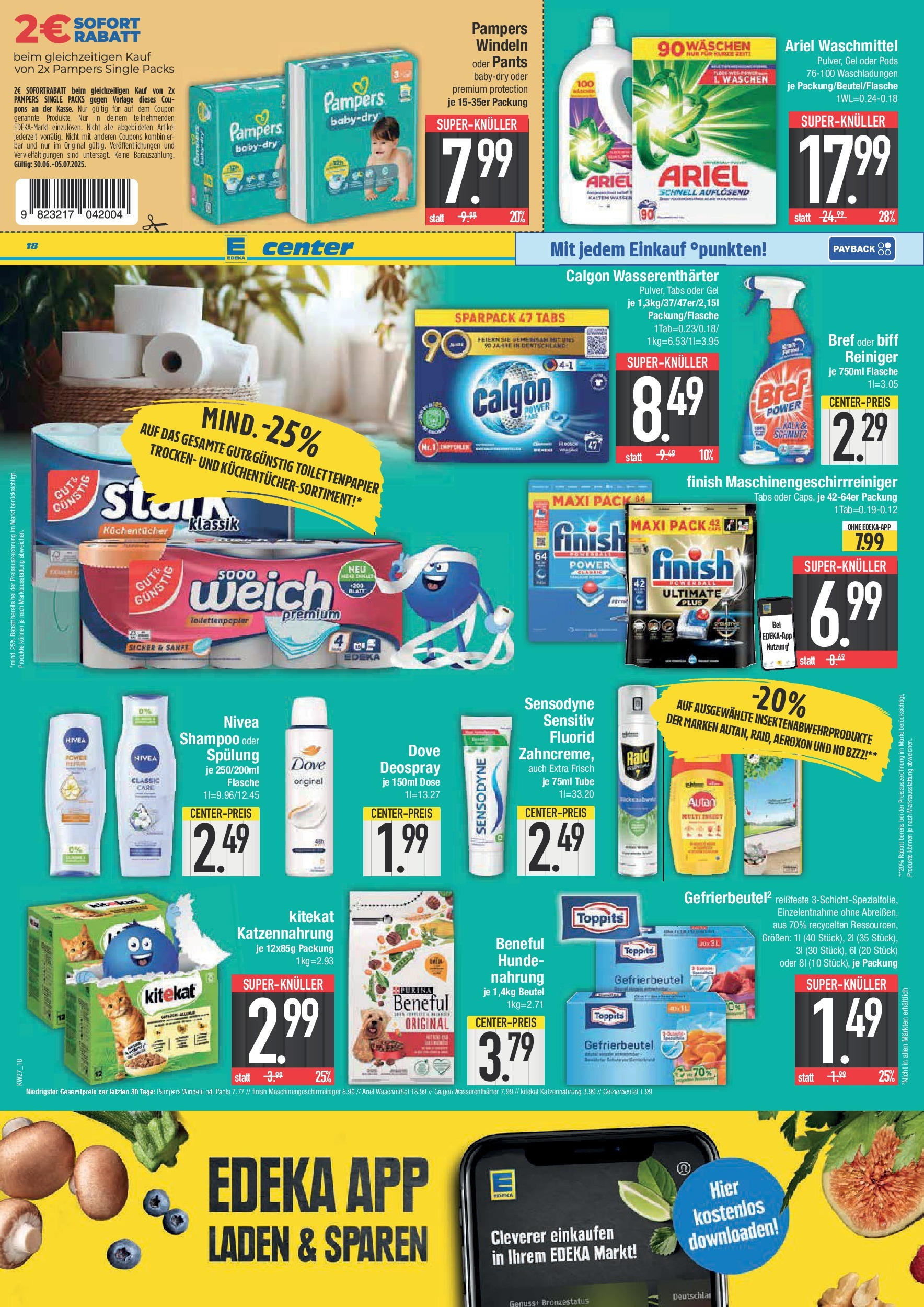 Edeka prospekt München	 (ab 29.06.2025) » Angebote Online | Seite: 18 | Produkte: Pampers, Shampoo, Spülung, Toilettenpapier