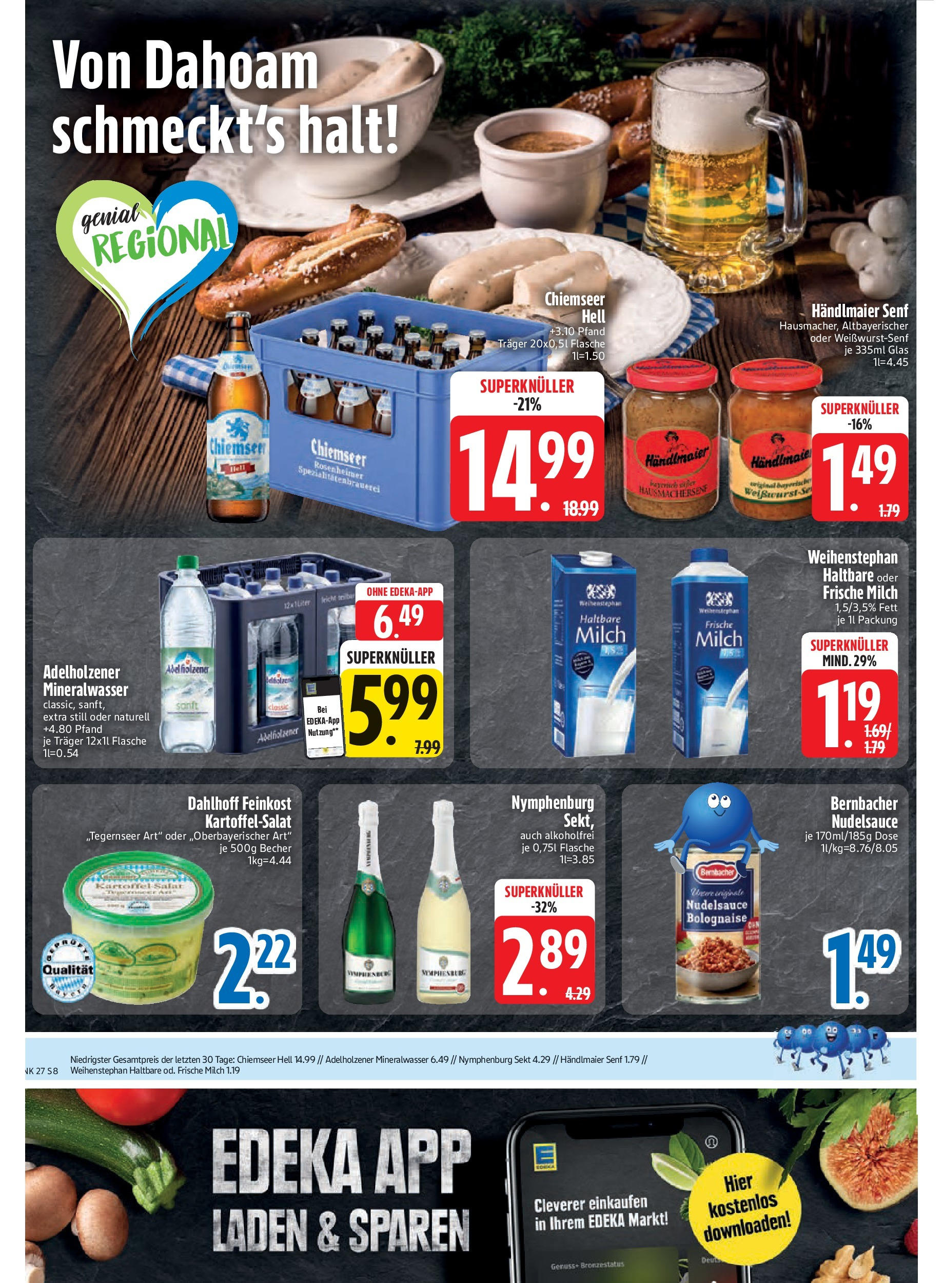 Edeka prospekt Trostberg	 (ab 29.06.2025) » Angebote Online | Seite: 8 | Produkte: Milch, Sekt, Haltbare milch, Adelholzener