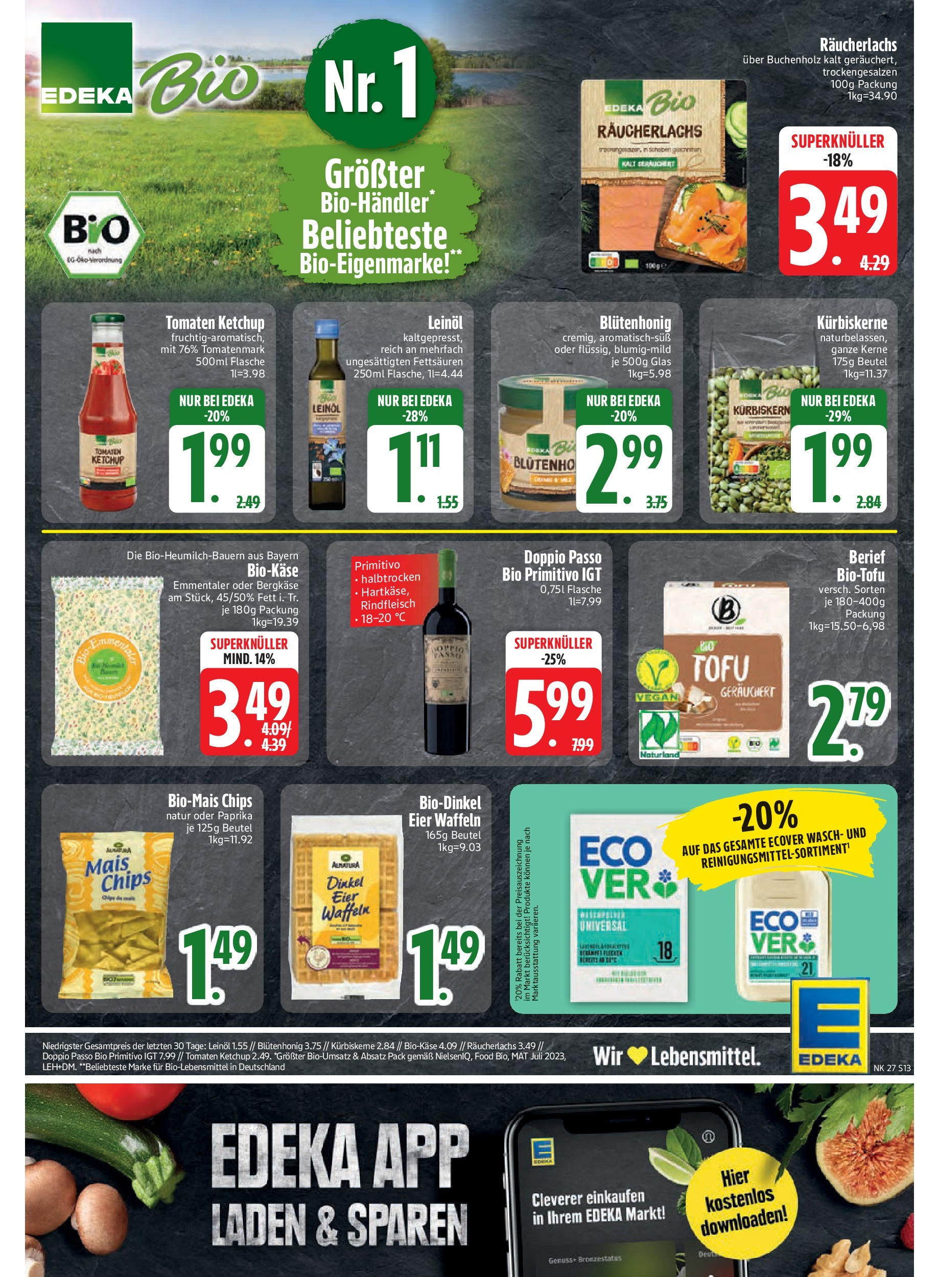 Edeka prospekt Trostberg	 (ab 29.06.2025) » Angebote Online | Seite: 13 | Produkte: Leinöl, Paprika, Chips, Ketchup