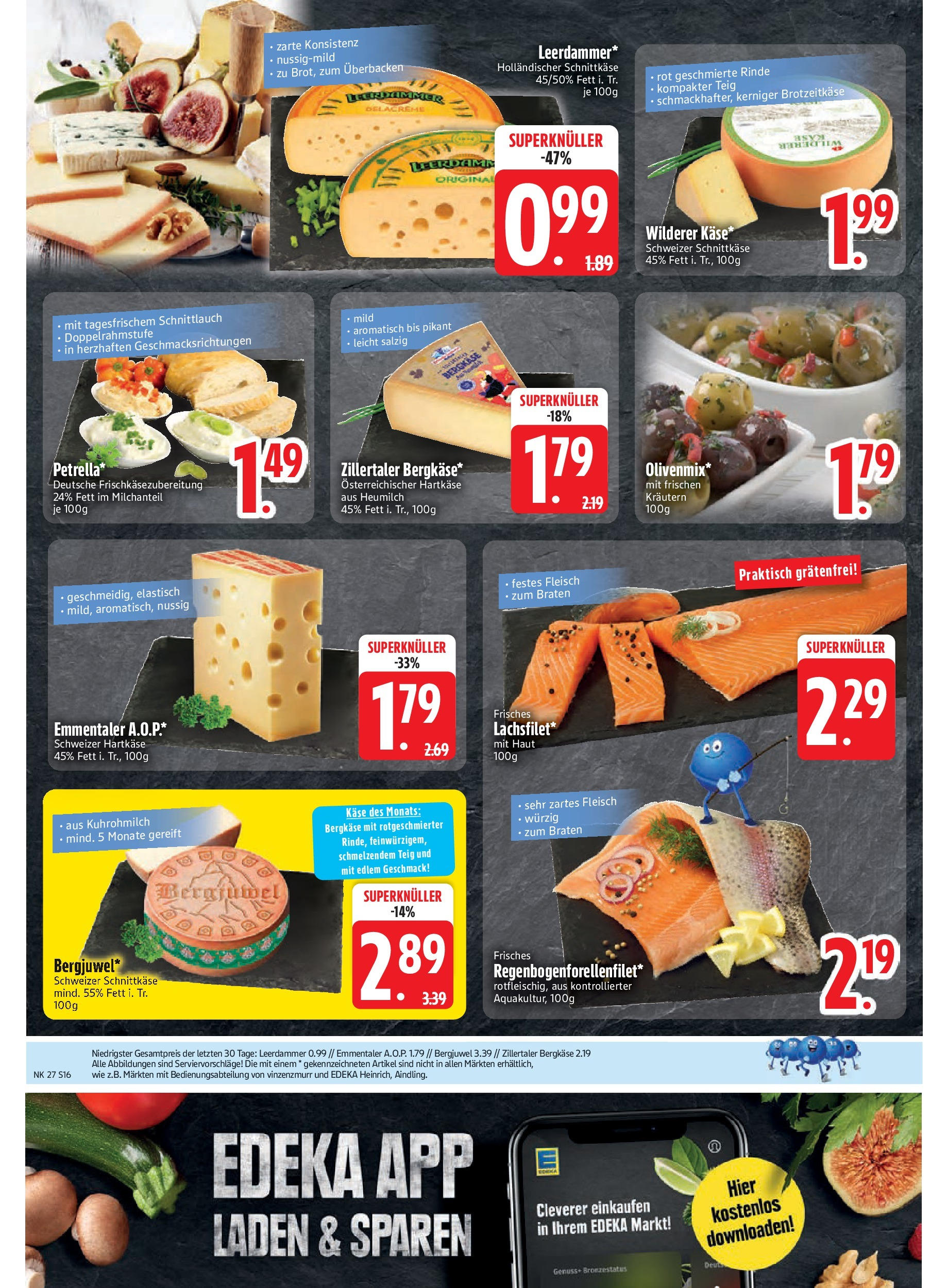 Edeka prospekt Trostberg	 (ab 29.06.2025) » Angebote Online | Seite: 16 | Produkte: Käse, Leerdammer, Fleisch