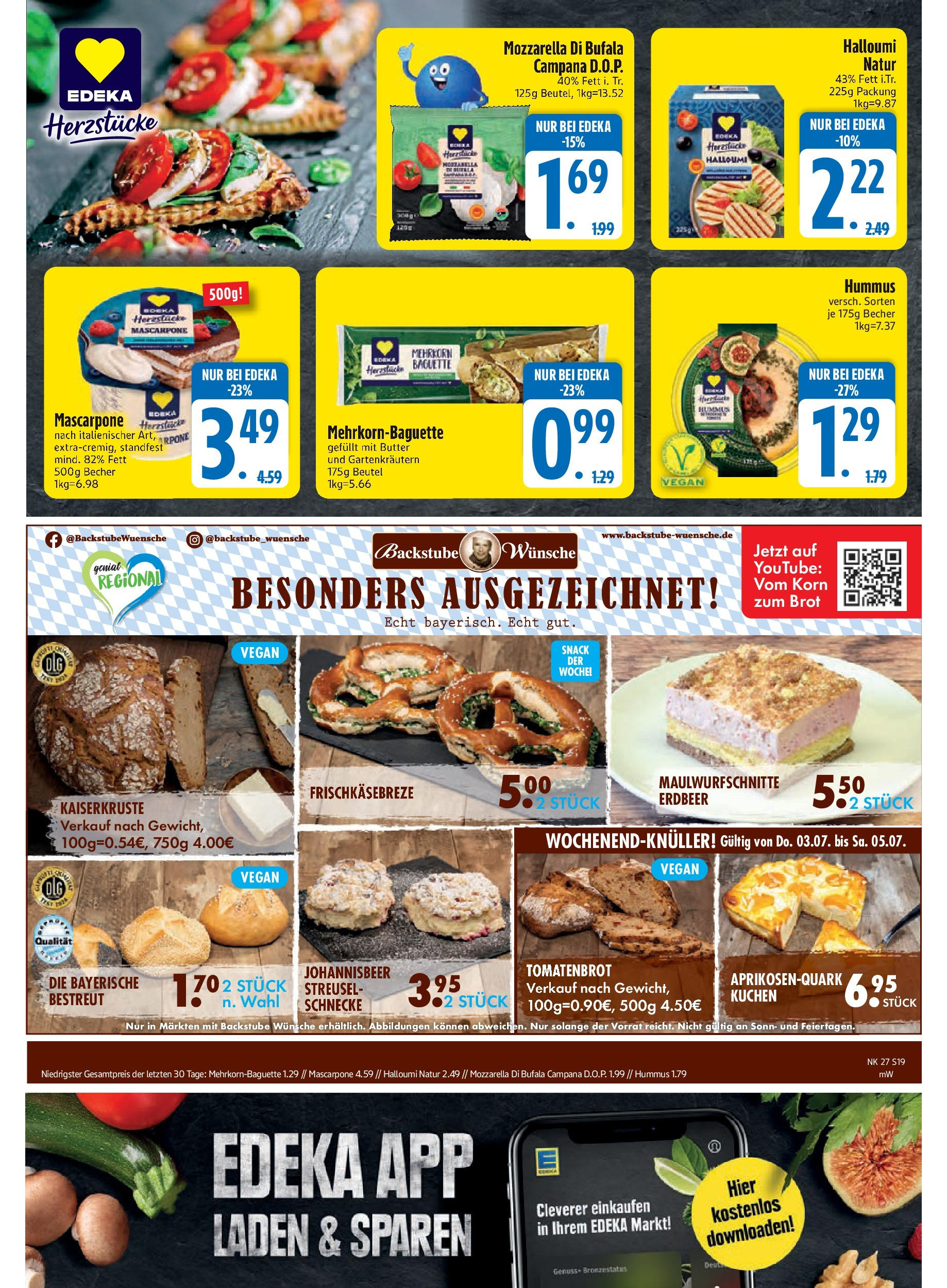 Edeka prospekt Markt Schwaben	 (ab 29.06.2025) » Angebote Online | Seite: 19 | Produkte: Butter, Mascarpone, Mozzarella, Brot