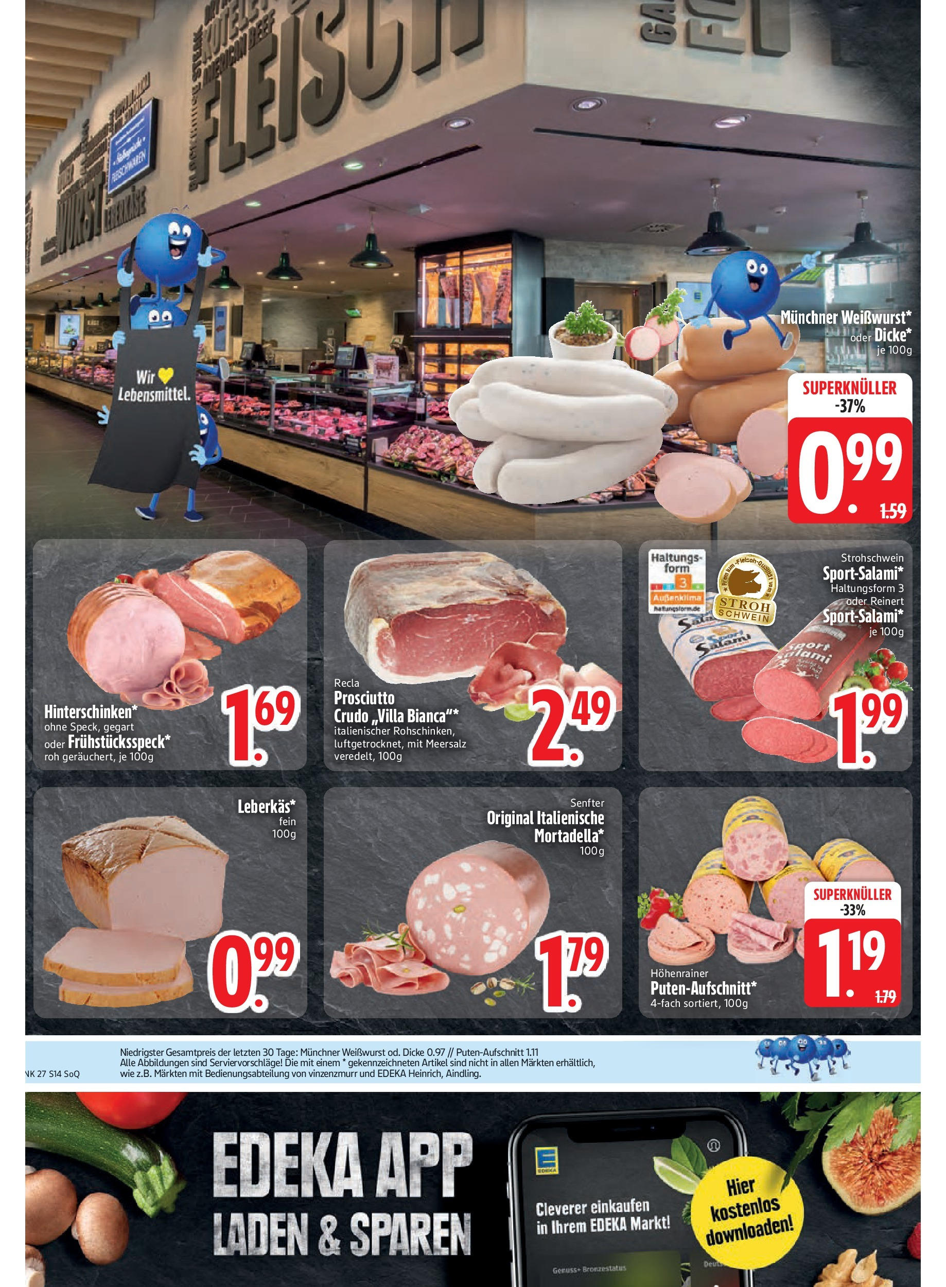 Edeka prospekt Trostberg	 (ab 29.06.2025) » Angebote Online | Seite: 14 | Produkte: Weißwurst, Salami