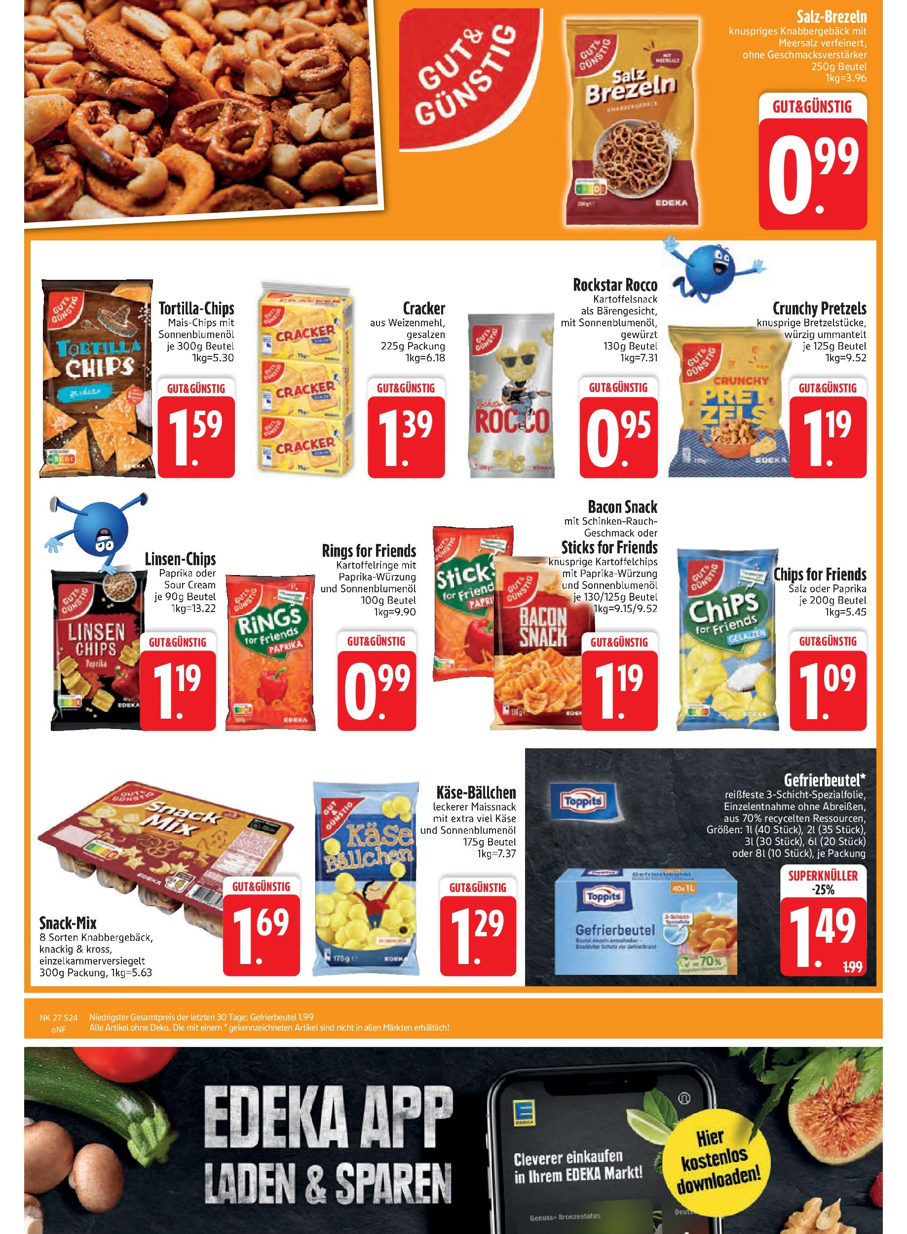 Edeka prospekt Trostberg	 (ab 29.06.2025) » Angebote Online | Seite: 24 | Produkte: Käse, Rockstar, Salz, Chips