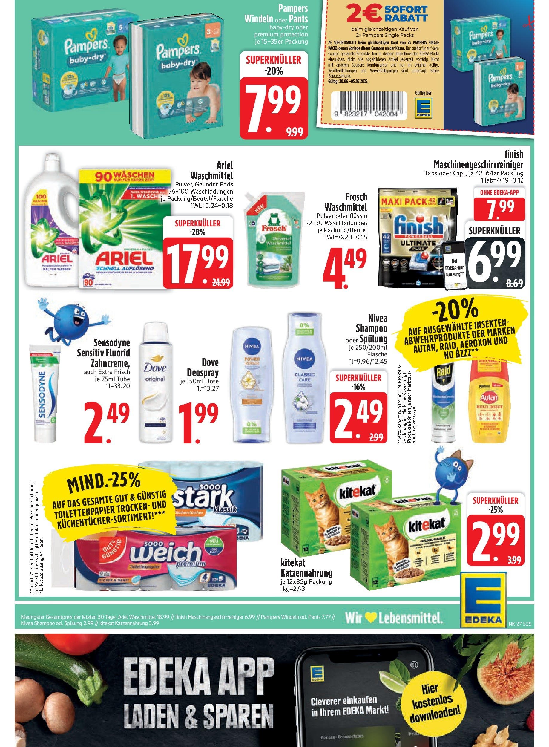 Edeka prospekt Trostberg	 (ab 29.06.2025) » Angebote Online | Seite: 25 | Produkte: Ariel, Shampoo, Waschmittel, Toilettenpapier