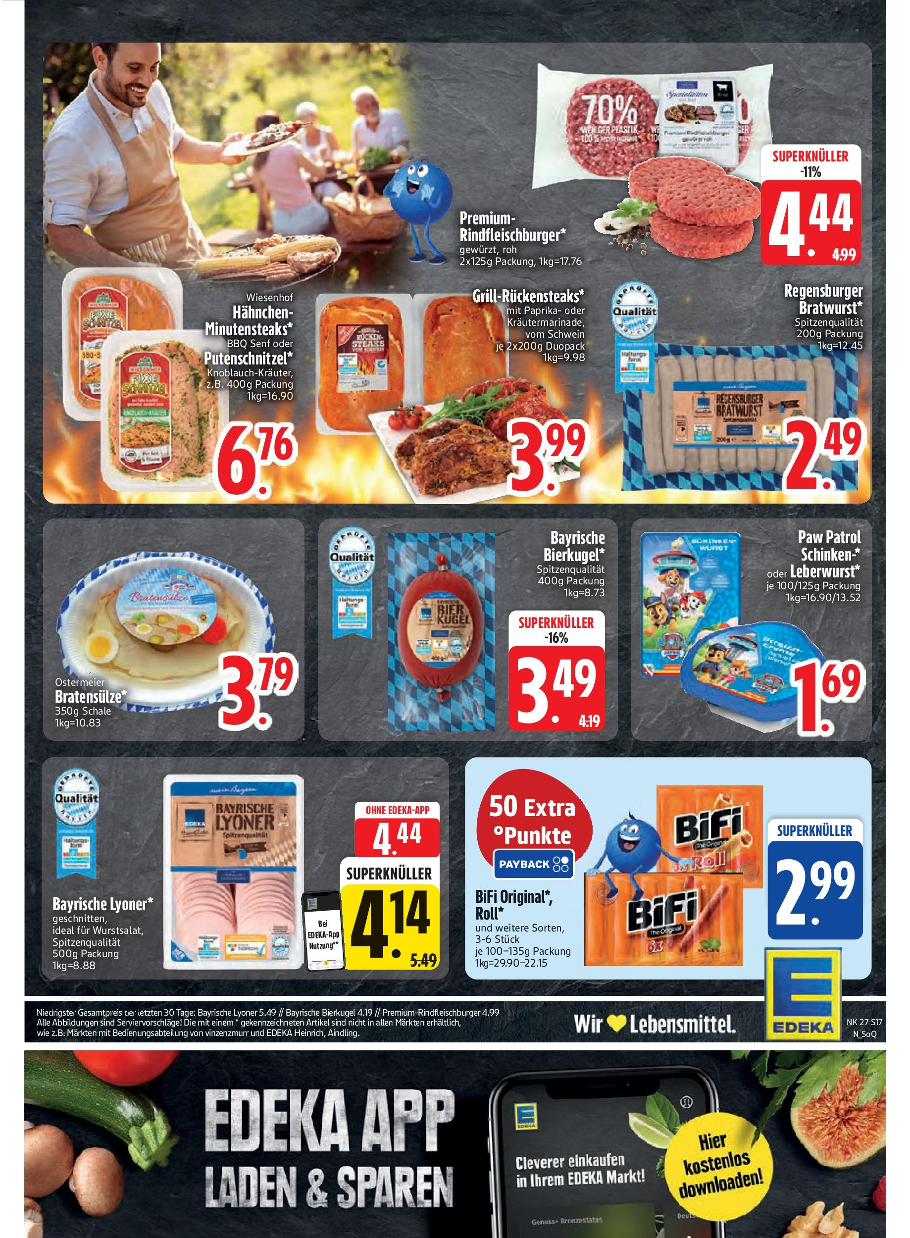 Edeka prospekt Trostberg	 (ab 29.06.2025) » Angebote Online | Seite: 17 | Produkte: Burger, Paprika, Wurst, Salami