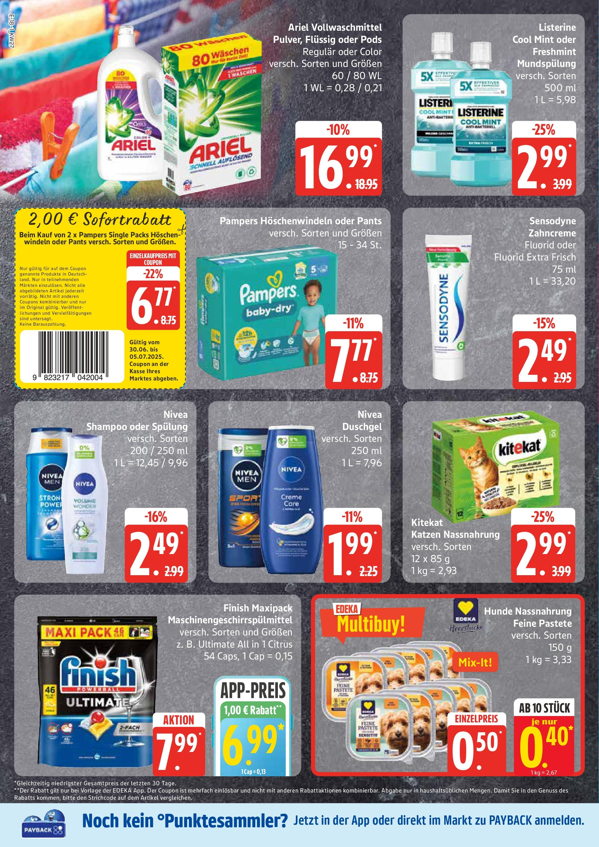 Edeka prospekt Ratzeburg	 (ab 29.06.2025) » Angebote Online | Seite: 18 | Produkte: Finish, Shampoo, Höschen, Listerine