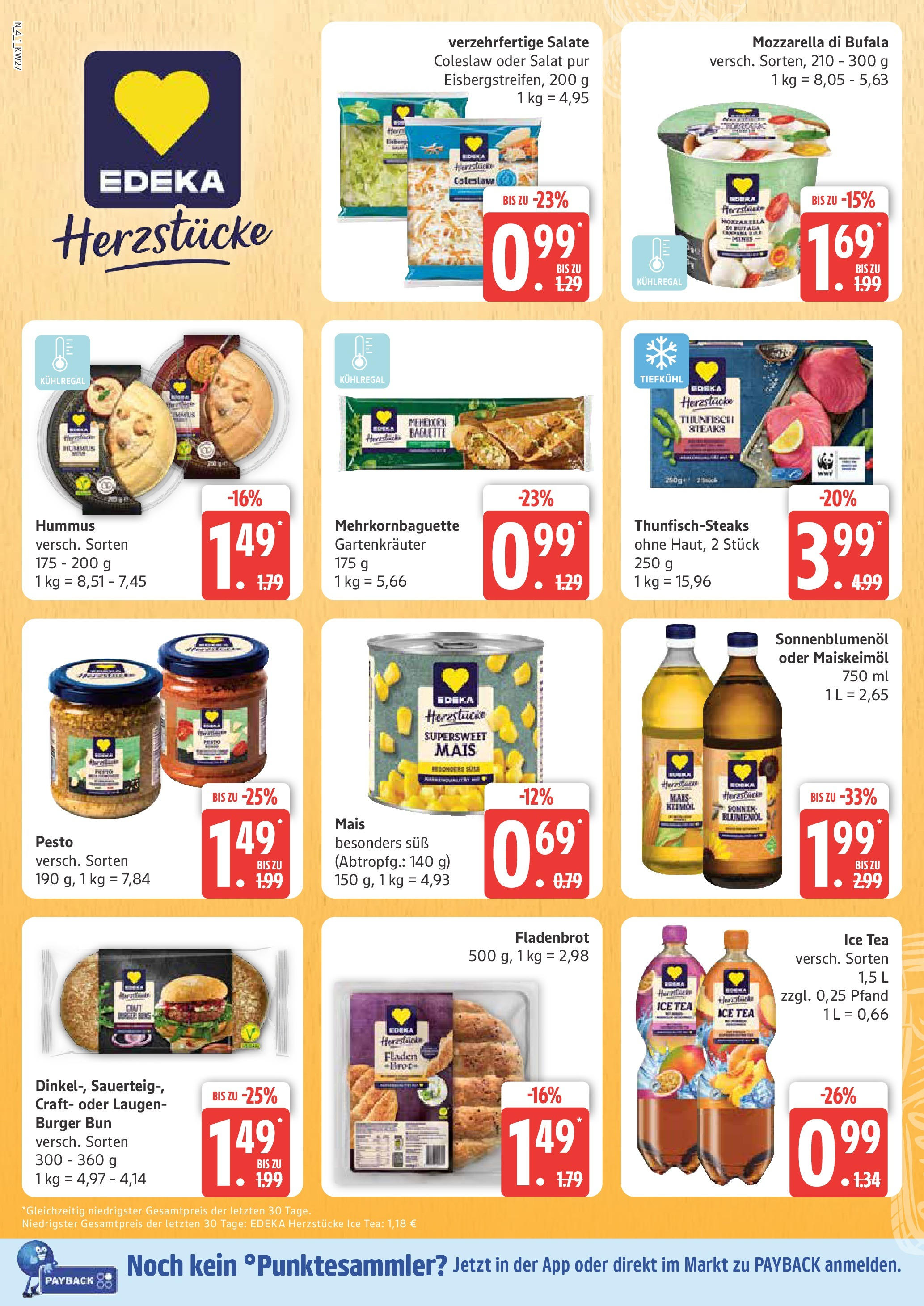 Edeka prospekt Rostock	 (ab 29.06.2025) » Angebote Online | Seite: 4 | Produkte: Sonnenblumenol, Mozzarella, Burger, Burger bun